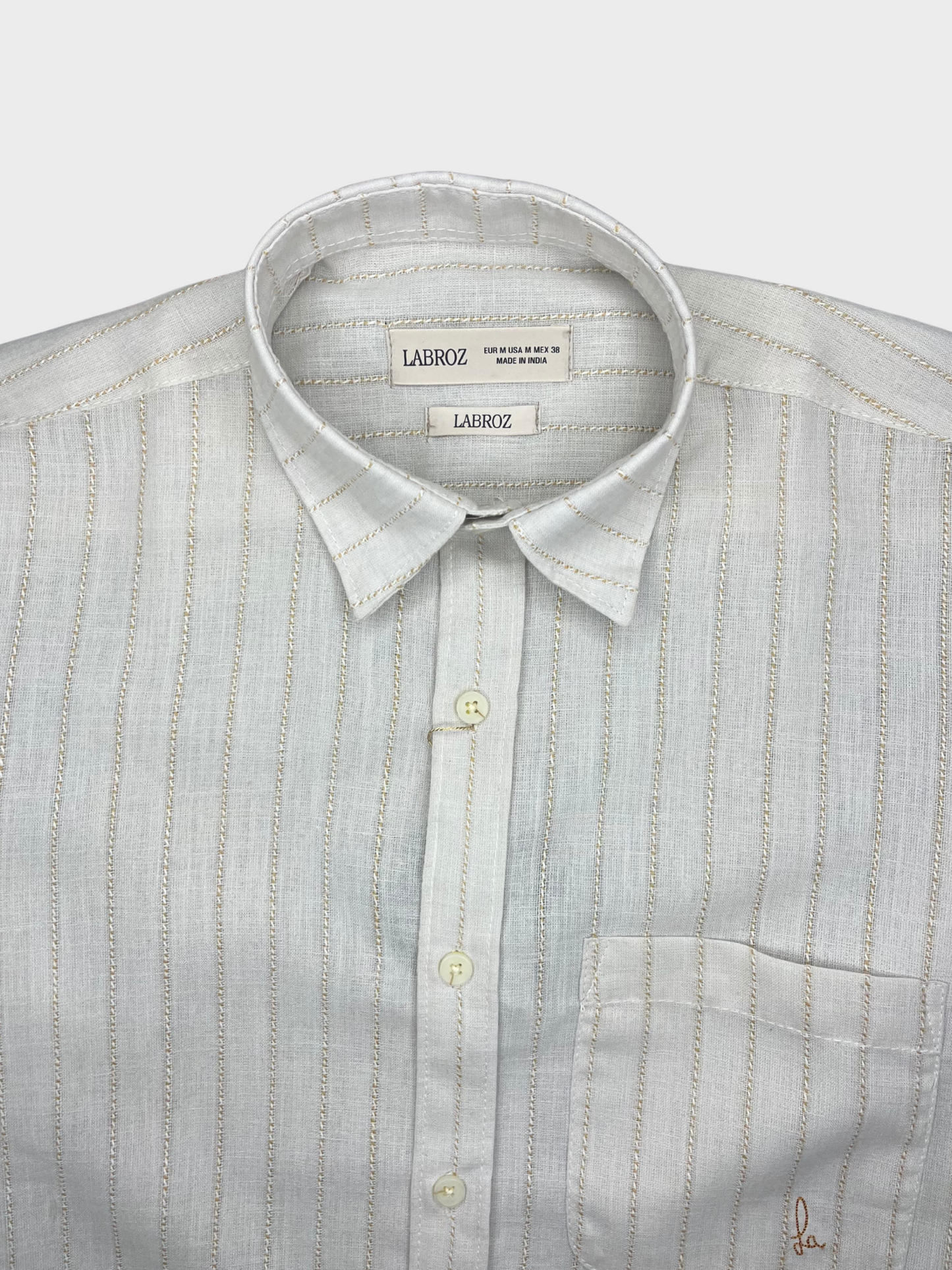 Men's Slim Fit Striped White Linen Shirt