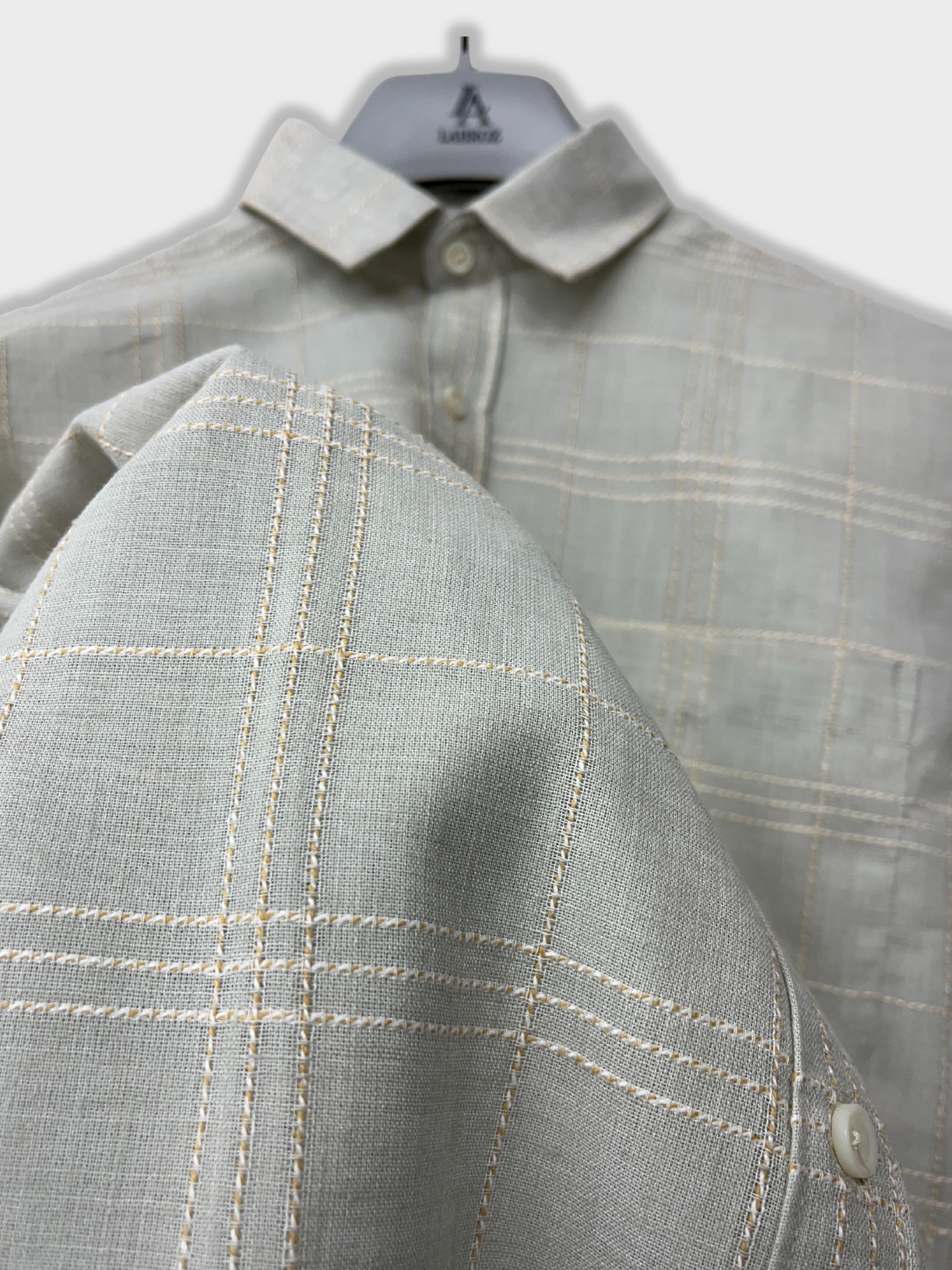 Men's Slim Fit Checkered Sea Green Linen Shirt