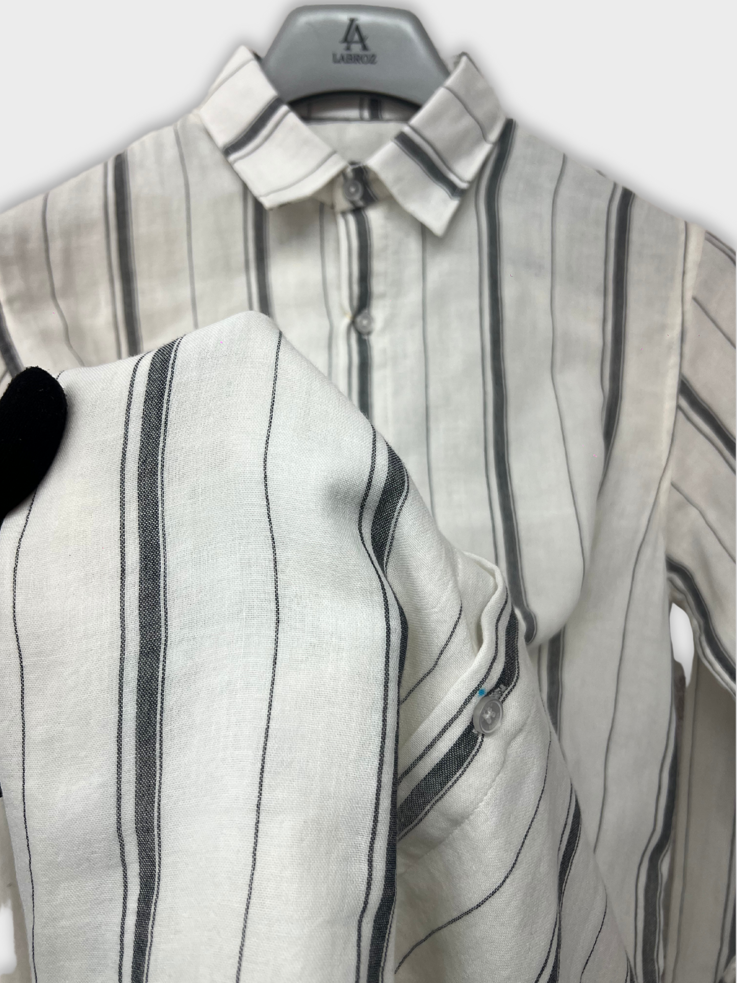 Men's White Linen Striped Slim Fit Shirt