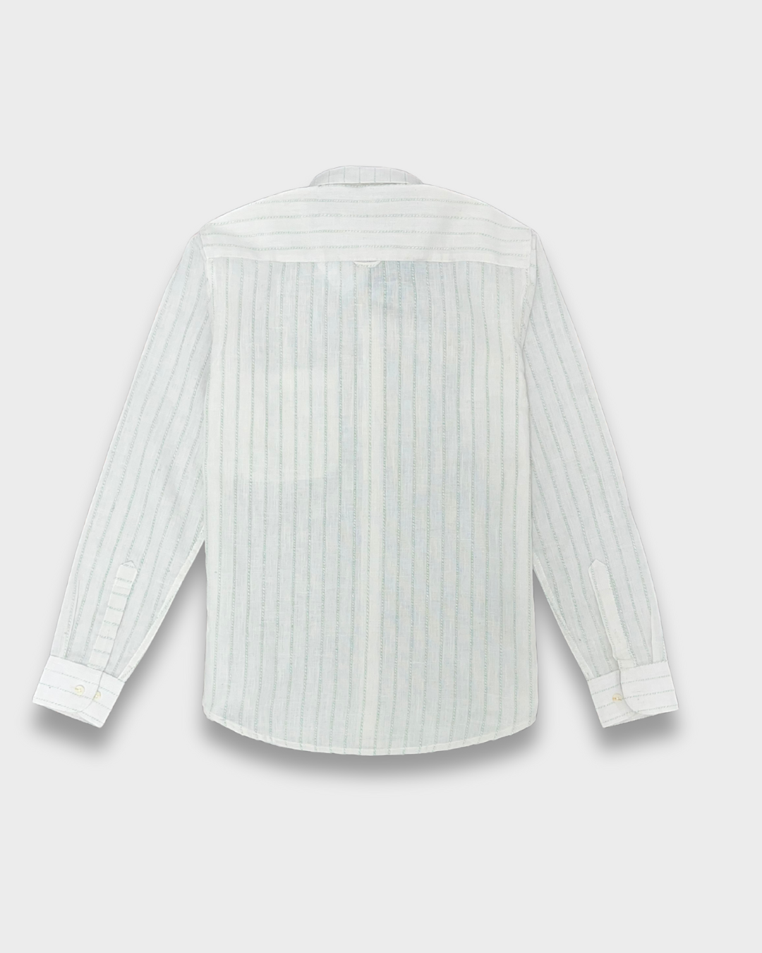 Men's Slim Fit Striped Off White Linen Shirt