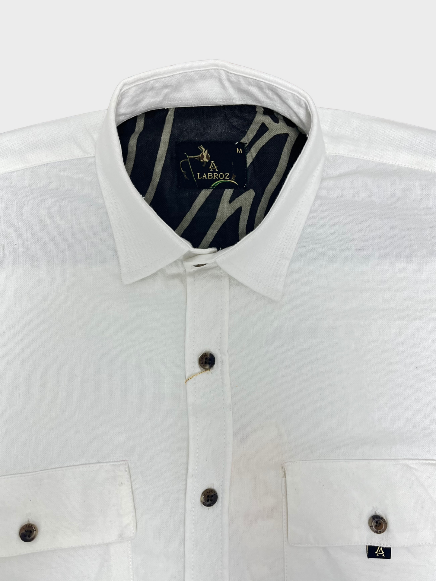Men's White Black Gradient Abstract Graphic Dobby Shirt