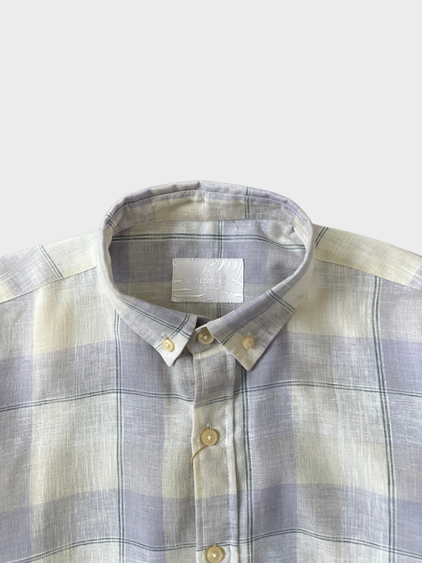 PURPLE CHECKERED LINEN BLEND SLIM FIT SHIRT