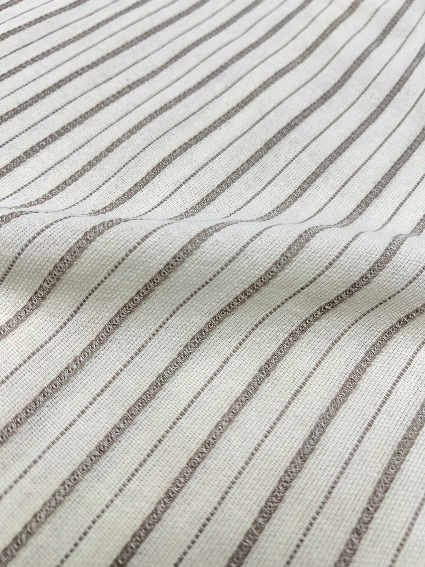 Men's Off White Linen Striped Slim Fit Shirt