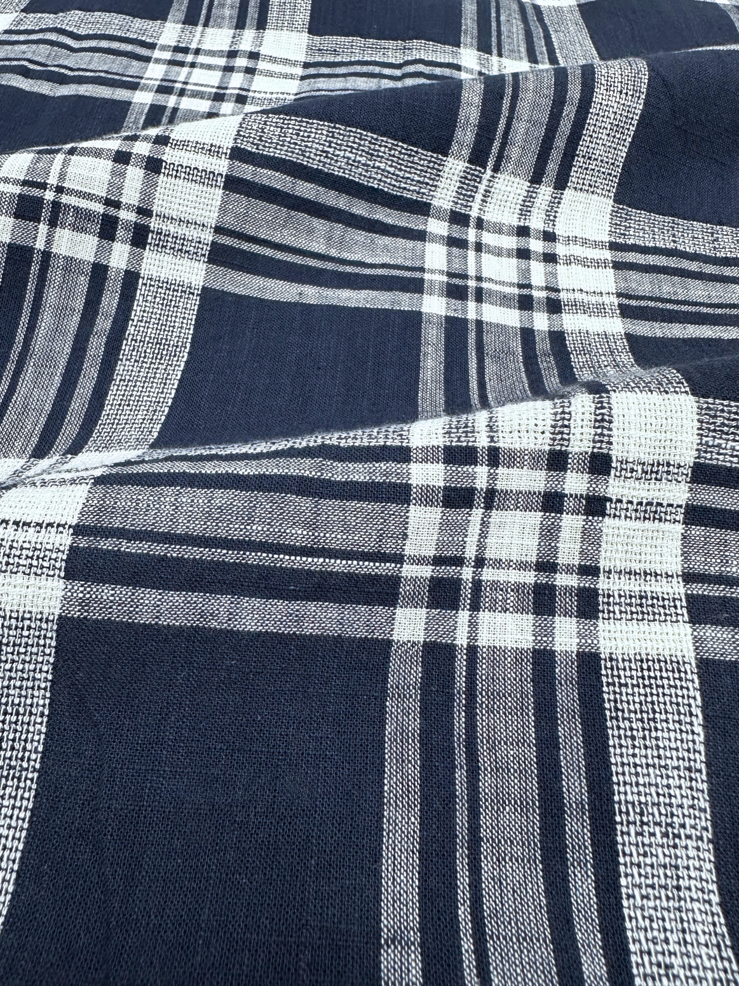 Men's Dark Blue Dobby Check Slim Fit Shirt