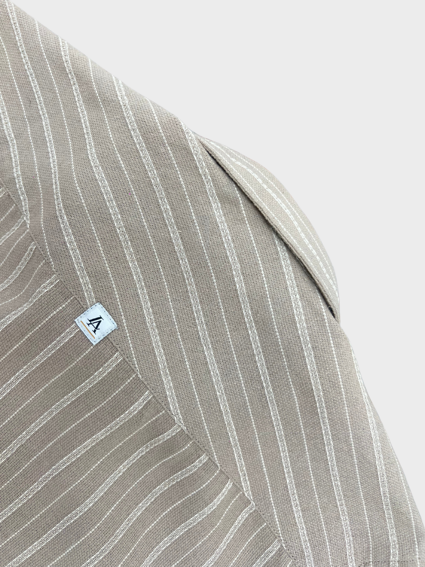 Men's Tan Linen Striped Slim Fit Shirt