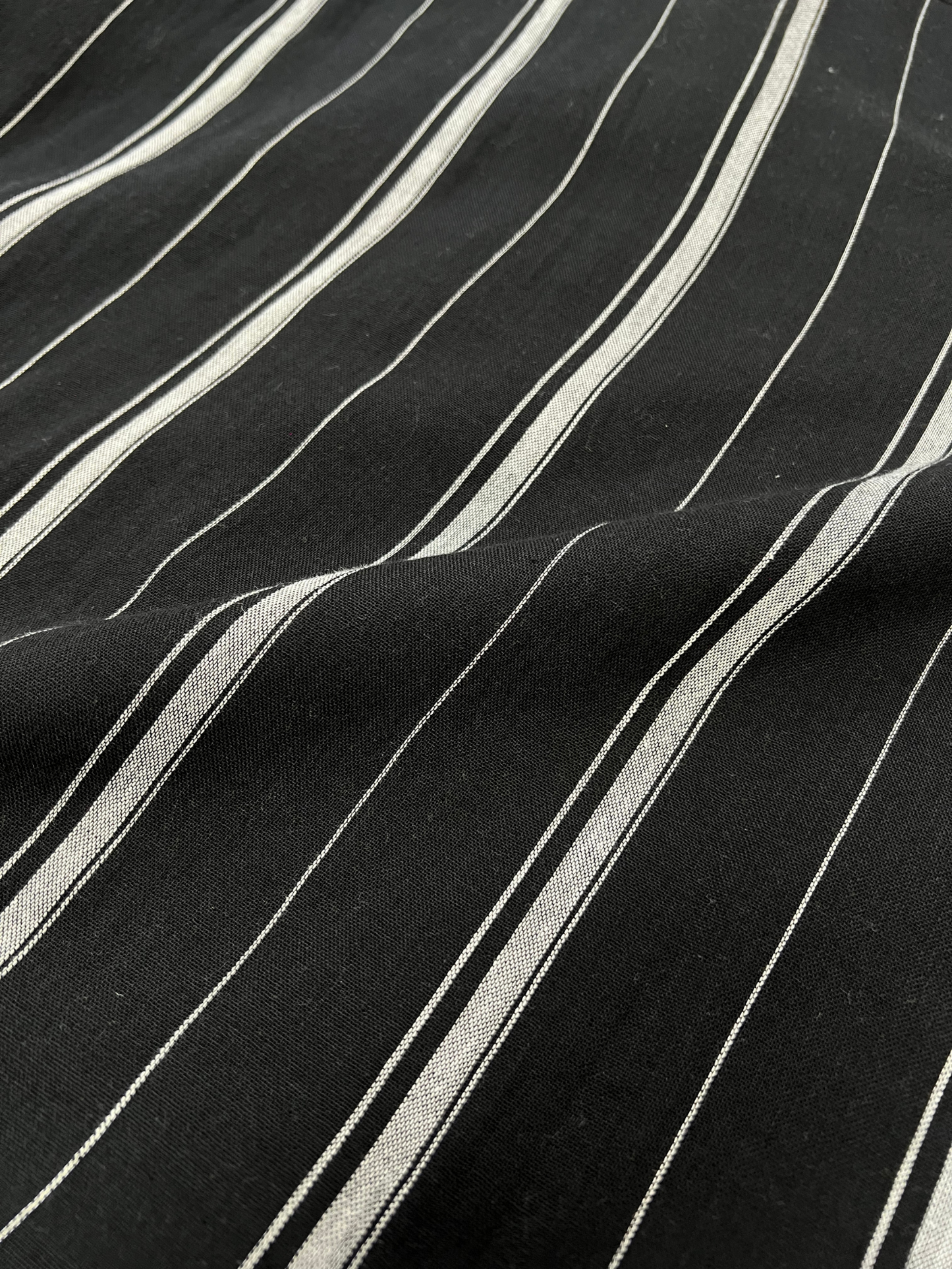 Men's Black Linen Striped Slim Fit Shirt