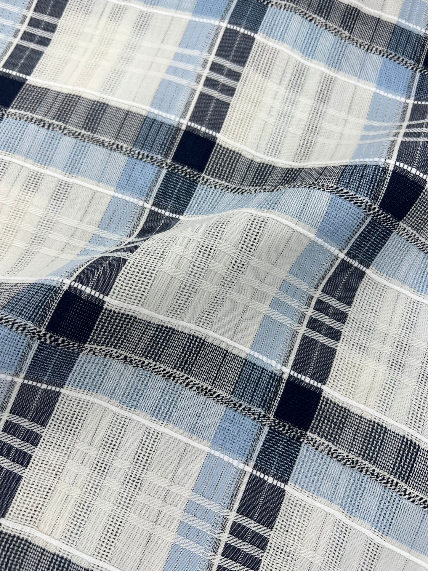 MEN'S SHANEEL EMBROIDERED BLUE N BLACK CHECK SLIM FIT SHIRT