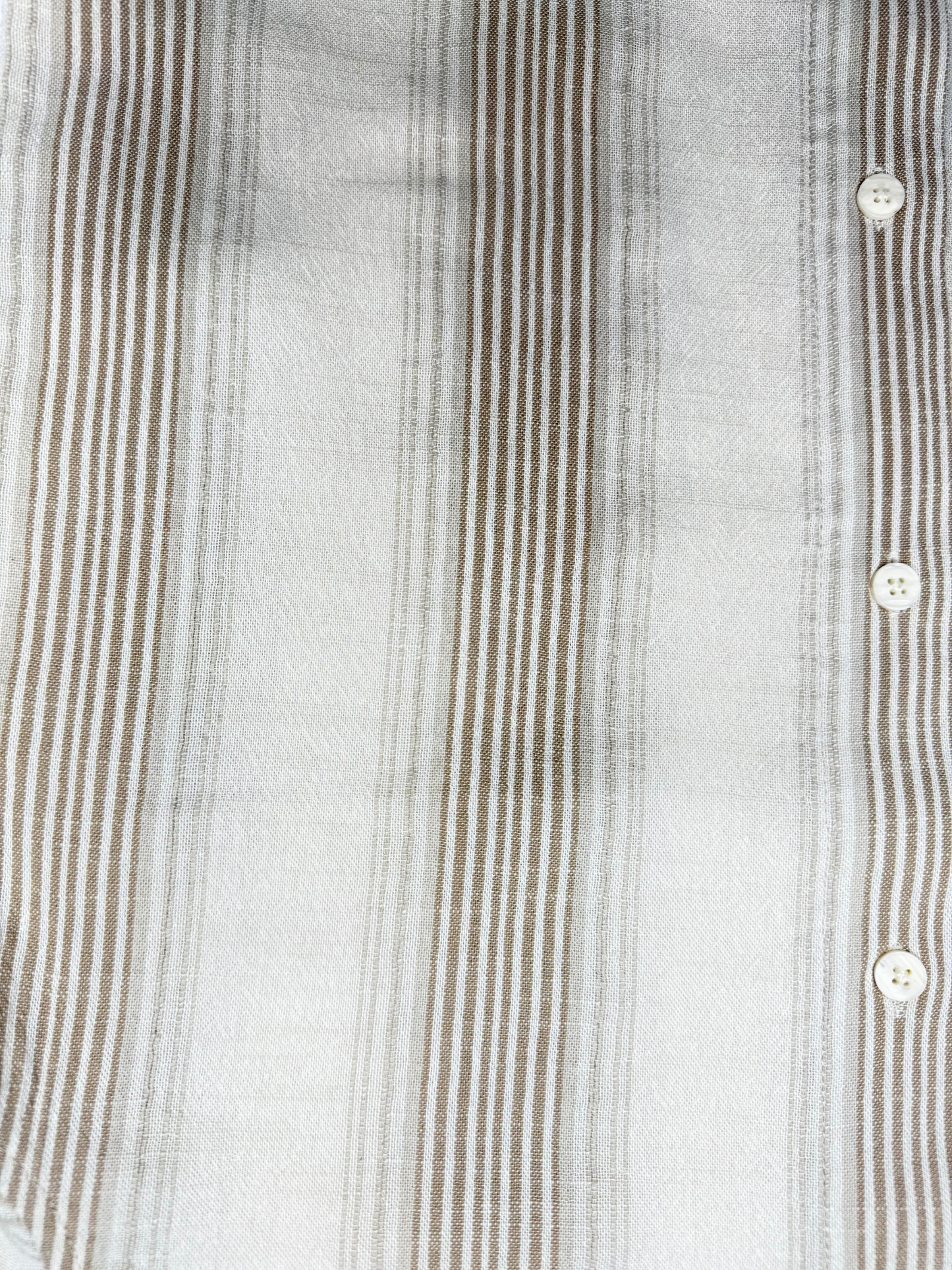ECRU STRIPED TEXTURED HALF SLEEVES SHIRT