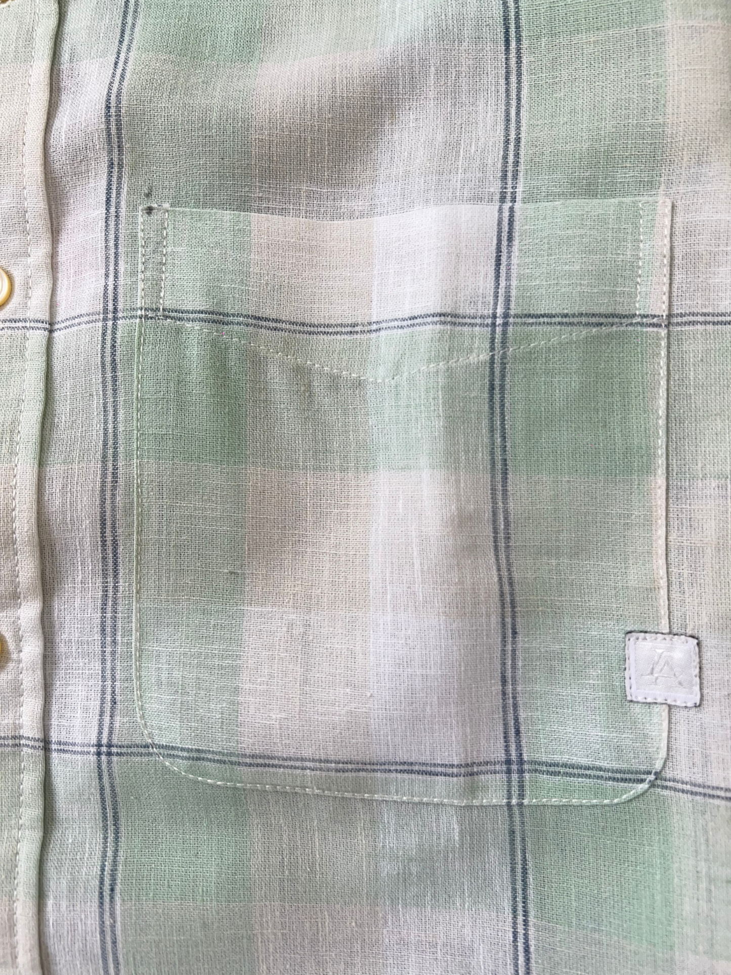 GREEN CHECKERED LINEN BLEND SLIM FIT SHIRT