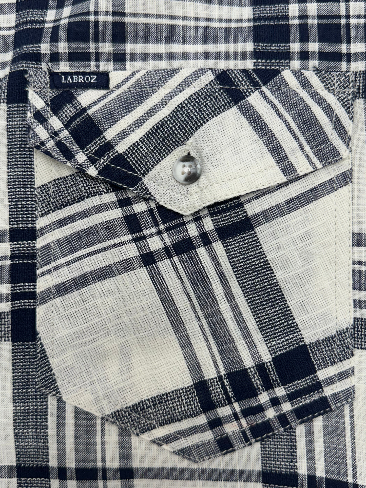 Men's White Dobby Blue Check Slim Fit Shirt