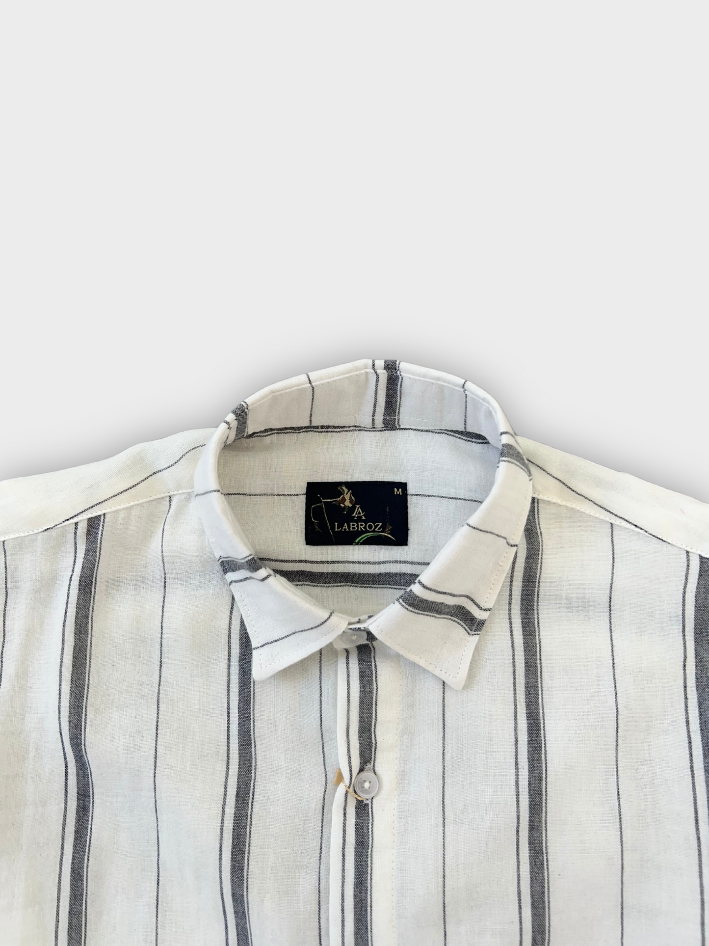 Men's White Linen Striped Slim Fit Shirt