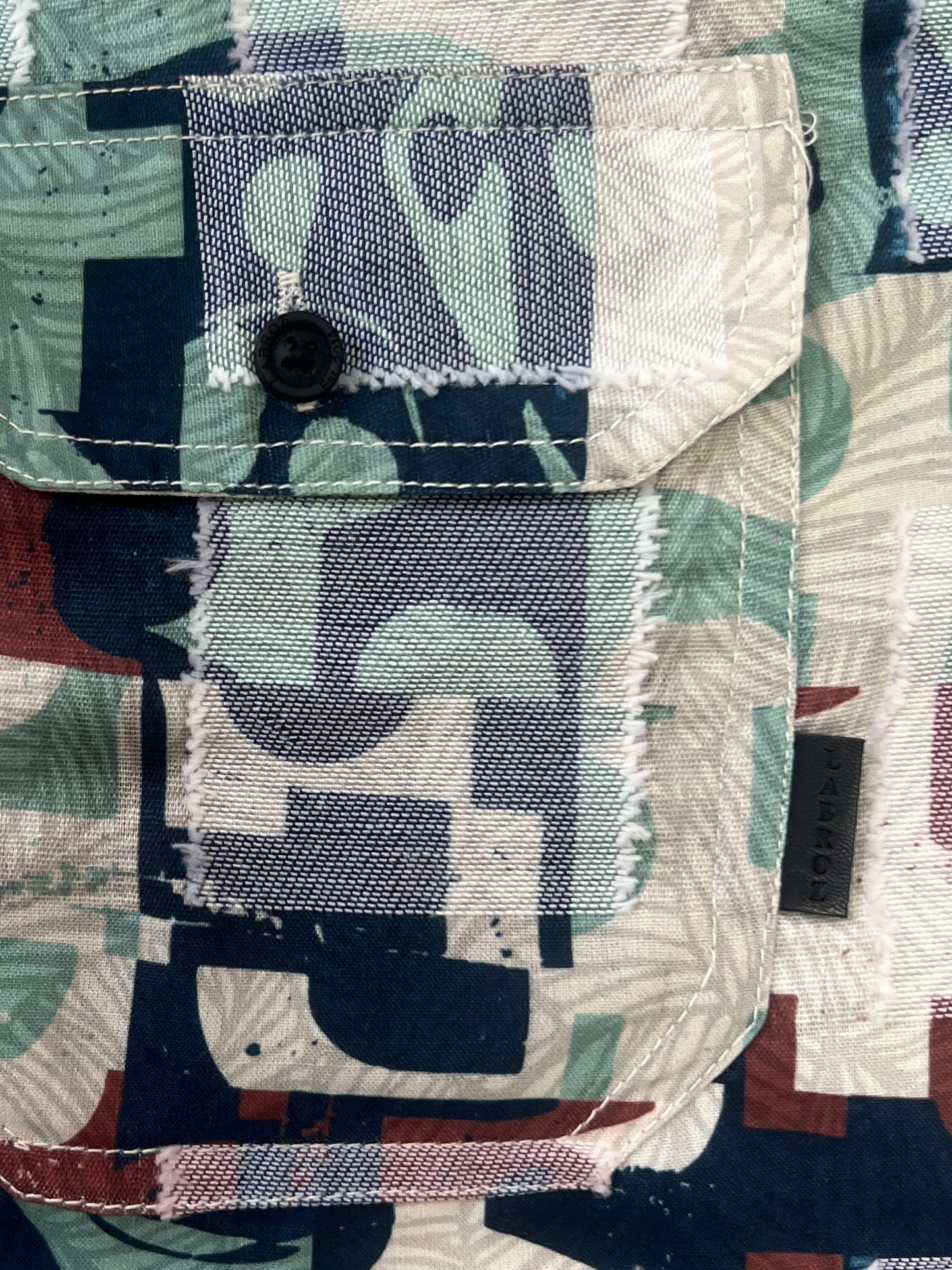 CUT WORK MULTICOLOR ABSTRACT SHIRT