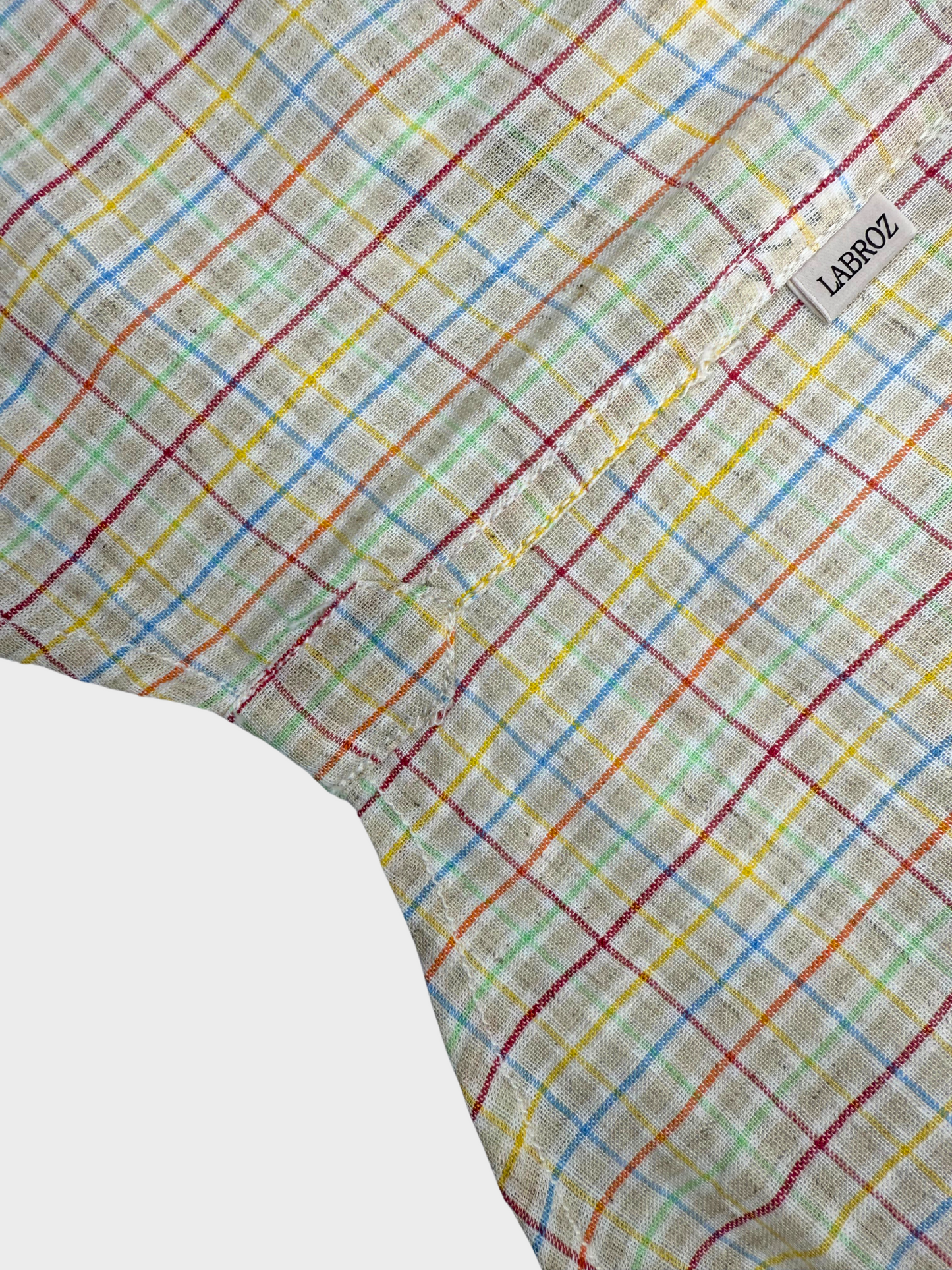 MANDARIN COLLAR BEIGE SLIM FIT LINEN BLEND SHIRT