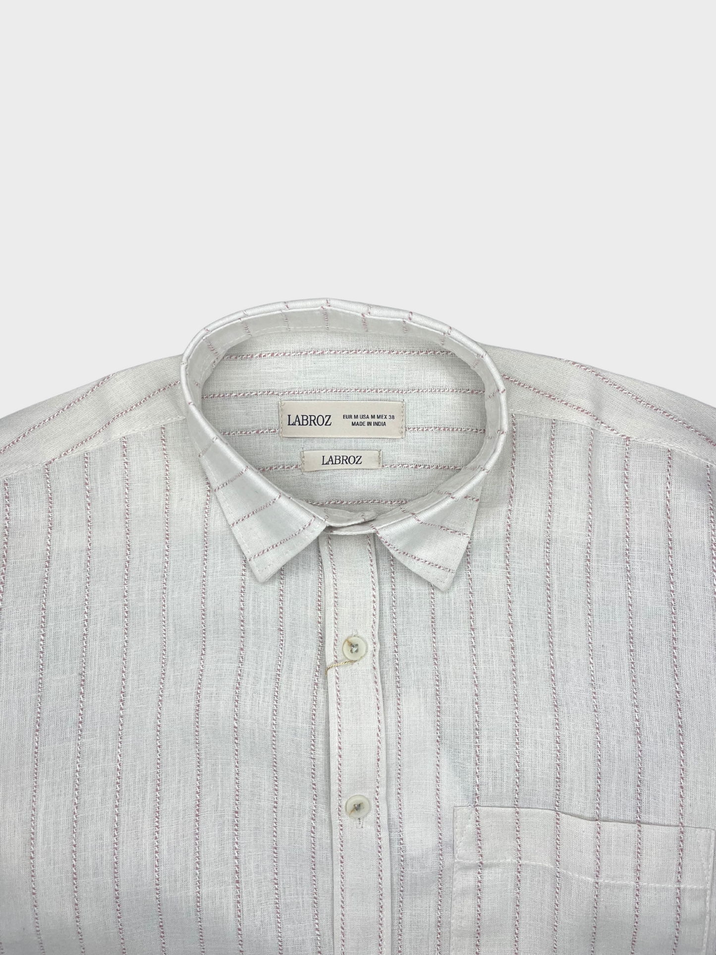 Men's Slim Fit Striped Off White Linen Shirt