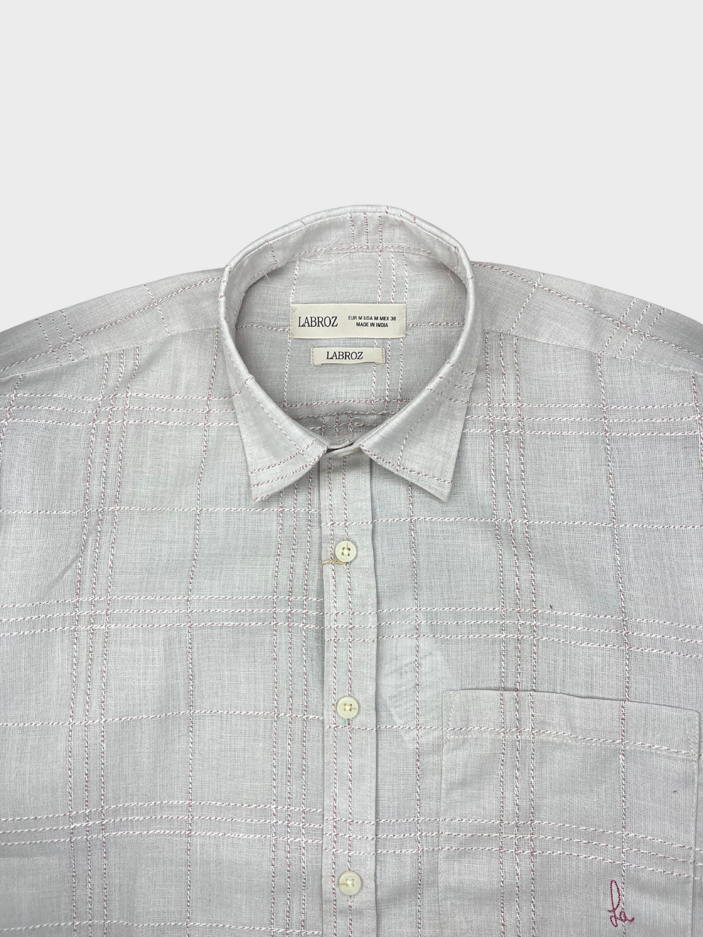 Men's Slim Fit Checkered Off White Linen Shirt