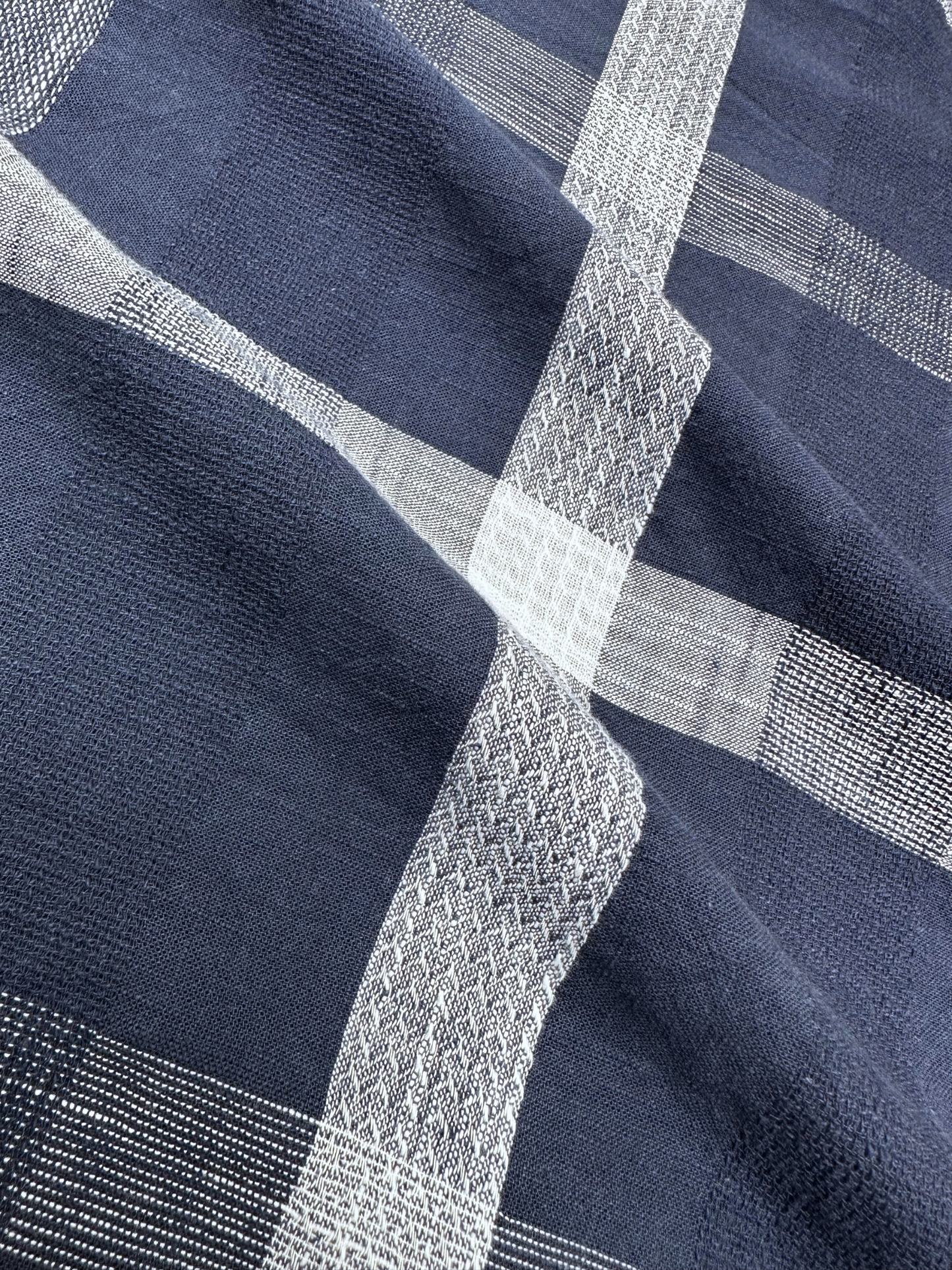 Men's Dobby Check Navy Blue Slim Fit Shirt