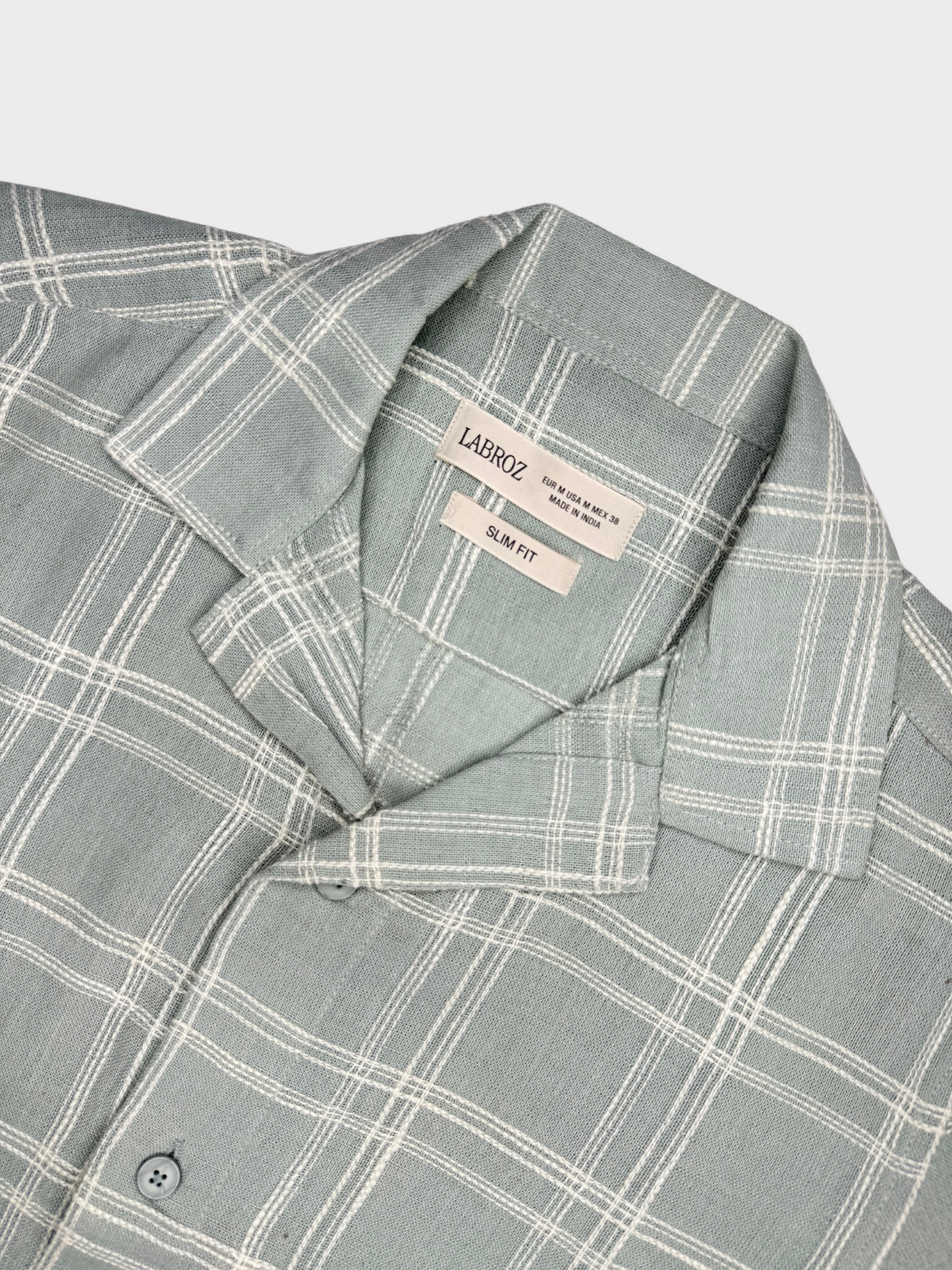 SOFT GREEN CHECKED TEXTURED HALF SLEEVES SHIRT