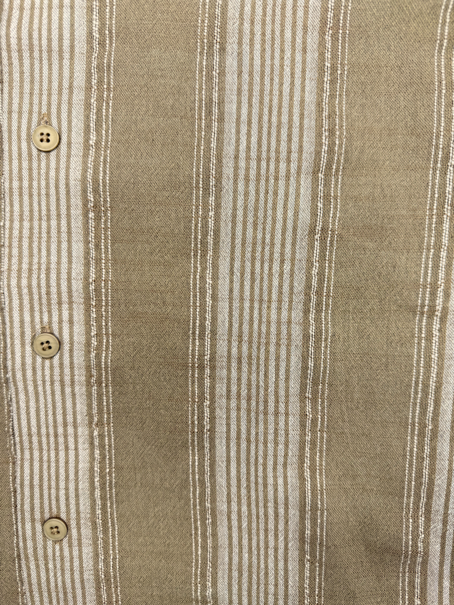 TAN STRIPED TEXTURED HALF SLEEVES SHIRT