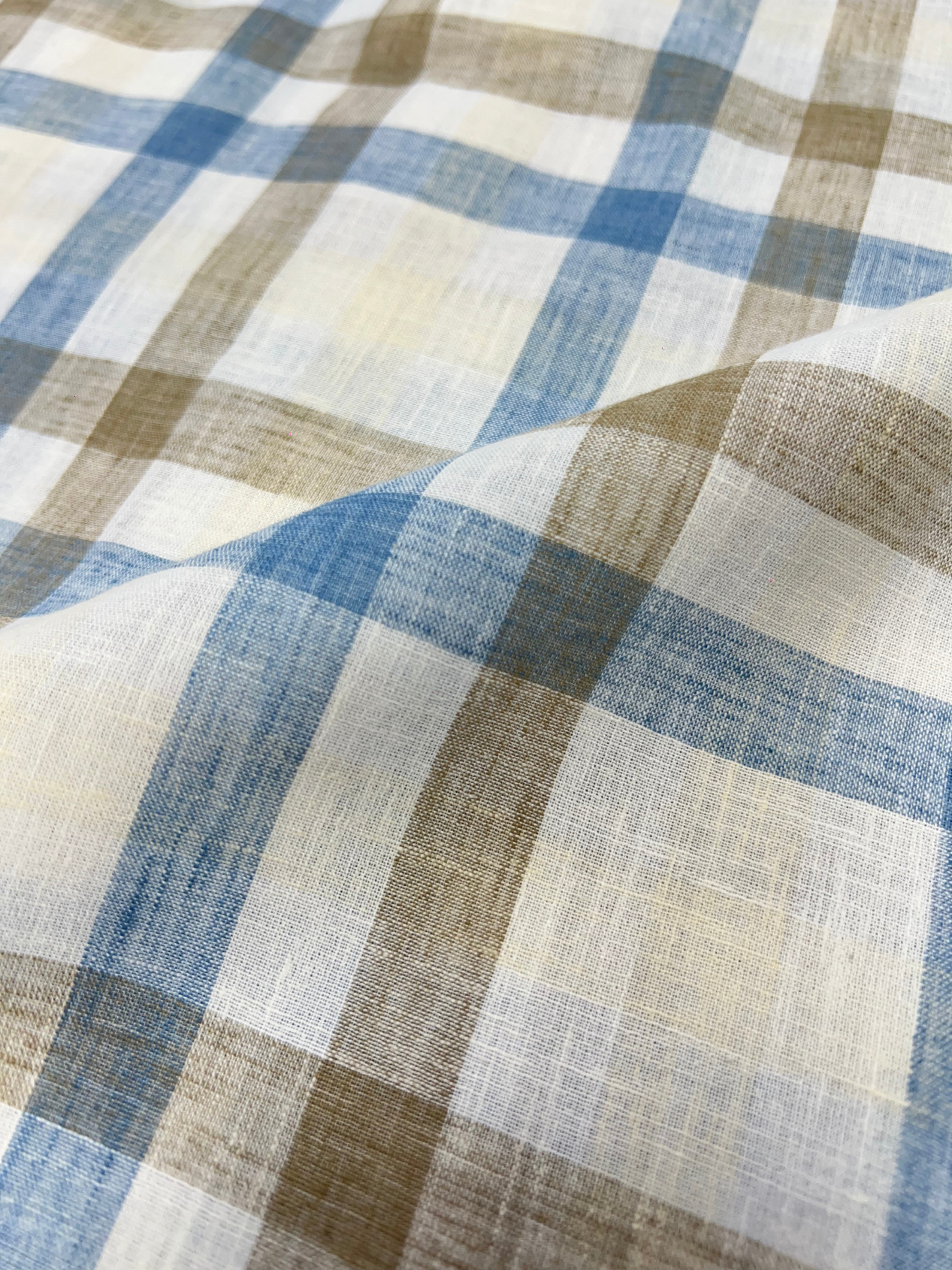 MULTICOLOR CHECKERED LINEN BLEND SLIM FIT SHIRT