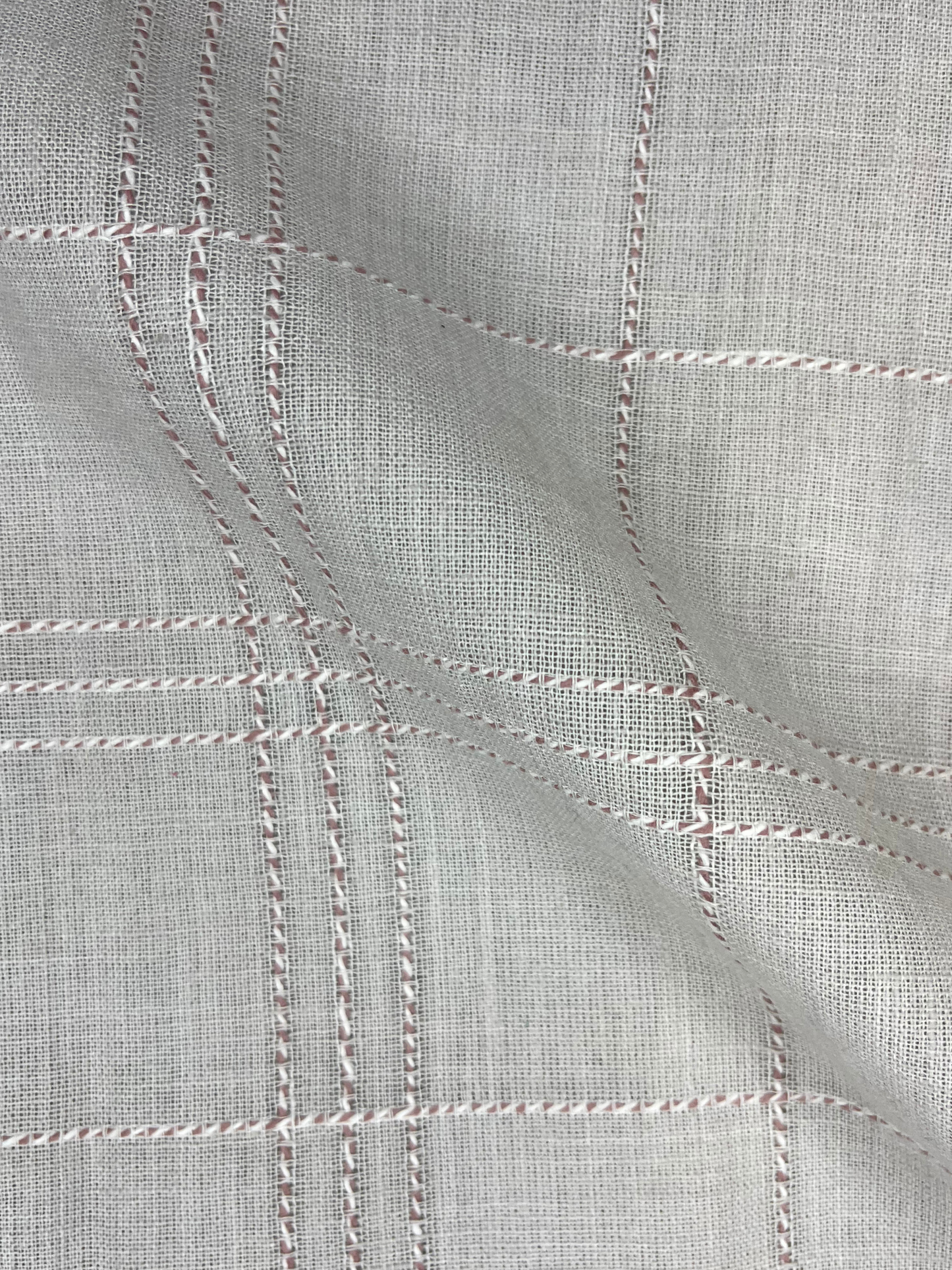 Men's Slim Fit Checkered Off White Linen Shirt