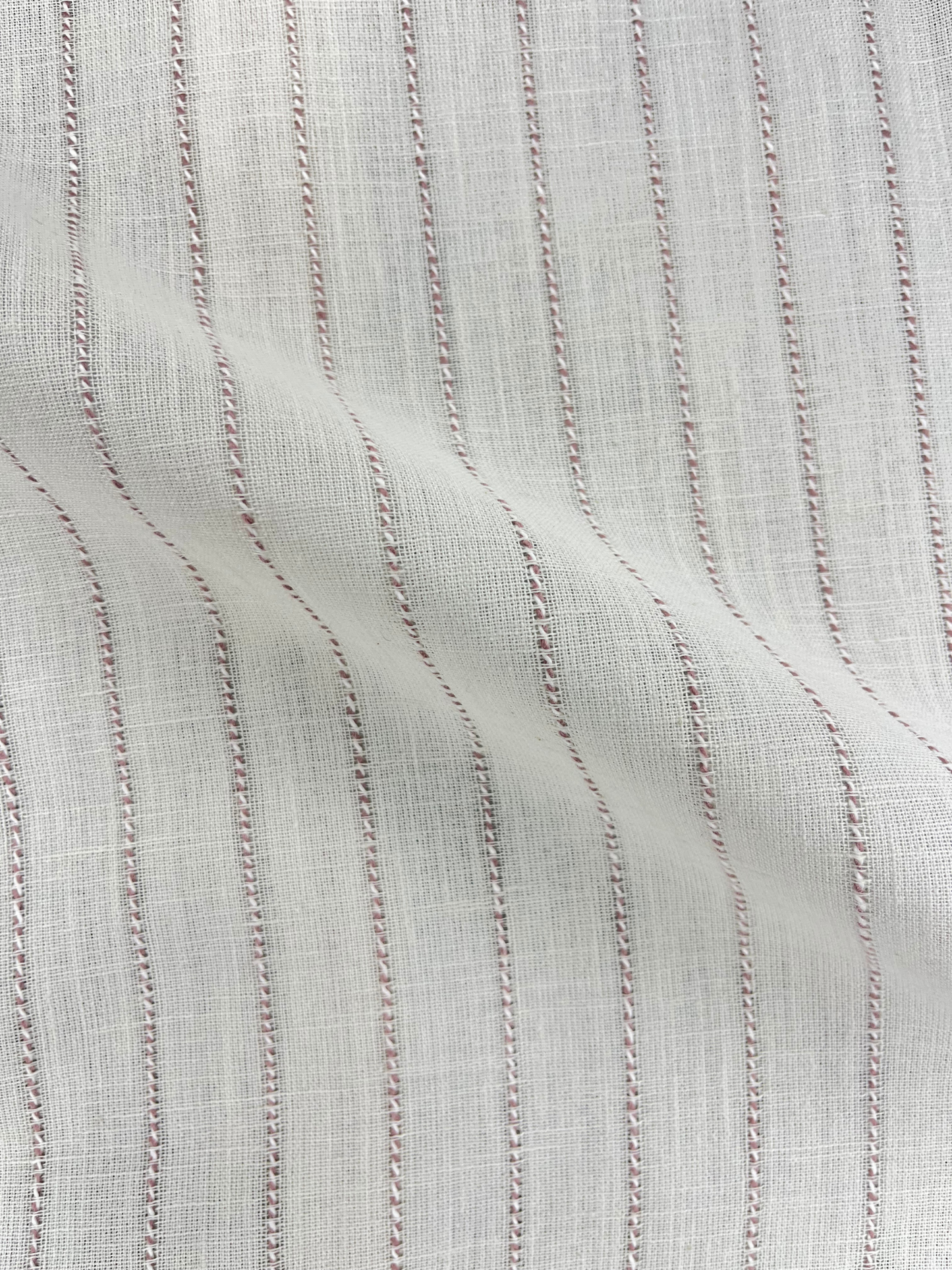 Men's Slim Fit Striped Off White Linen Shirt