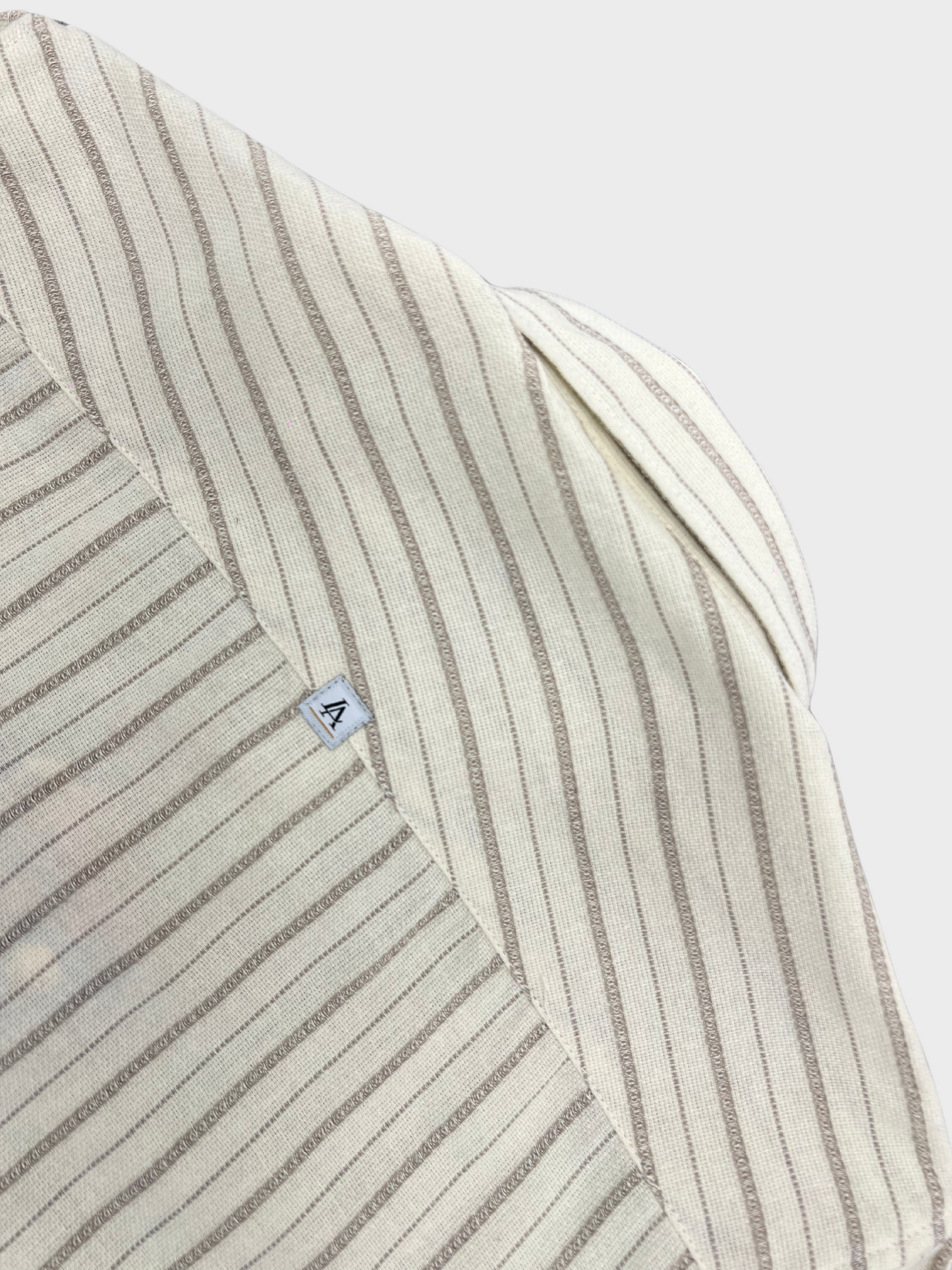 Men's Off White Linen Striped Slim Fit Shirt