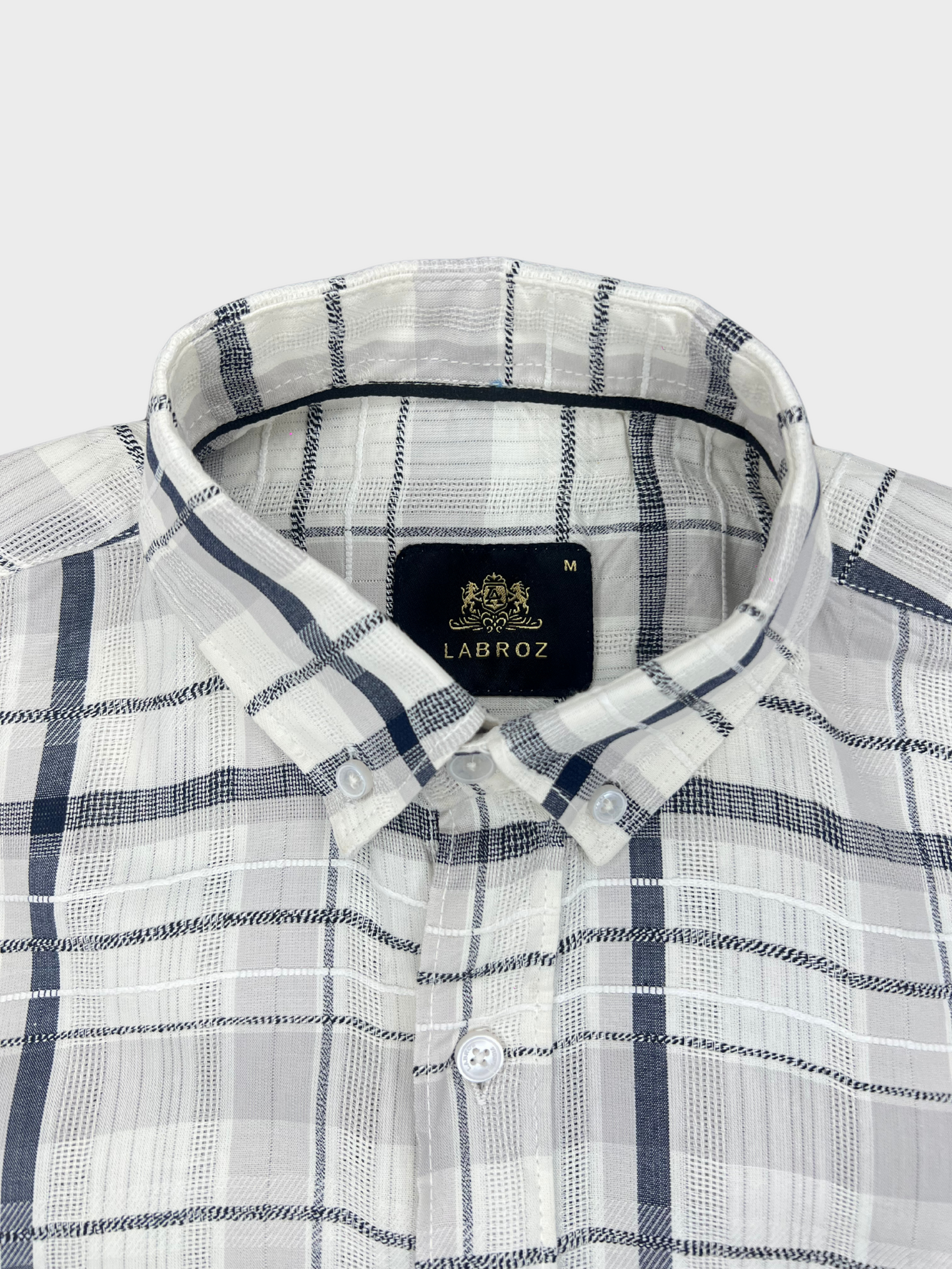 MEN'S SHANEEL EMBROIDERED NAVY BLUE CHECK SLIM FIT SHIRT