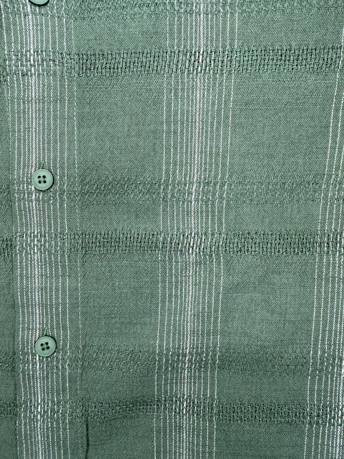 SAGE GREEN STRIPED TEXTURED HALF SLEEVES SHIRT