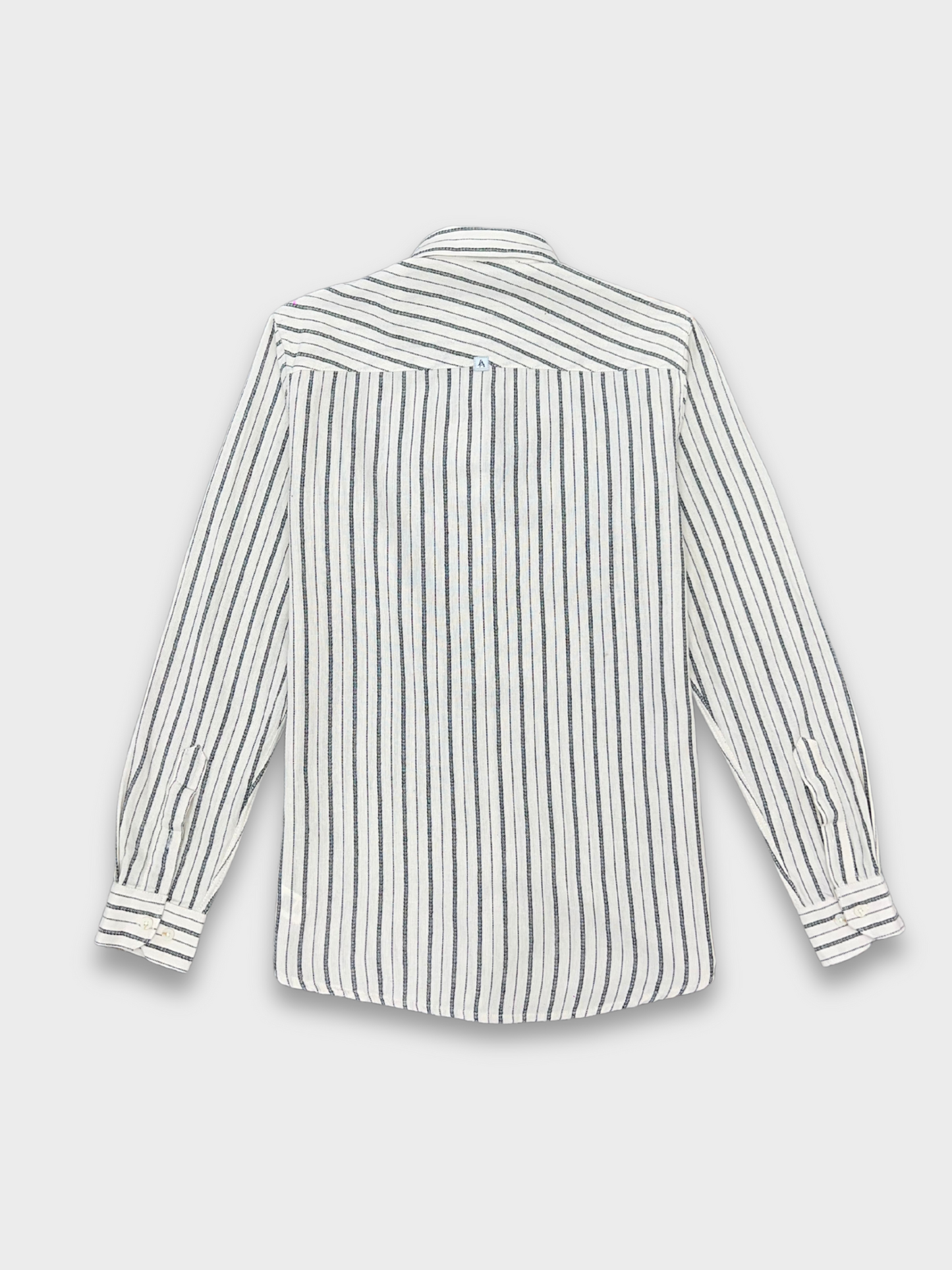 Men's White Linen Striped Slim Fit Shirt