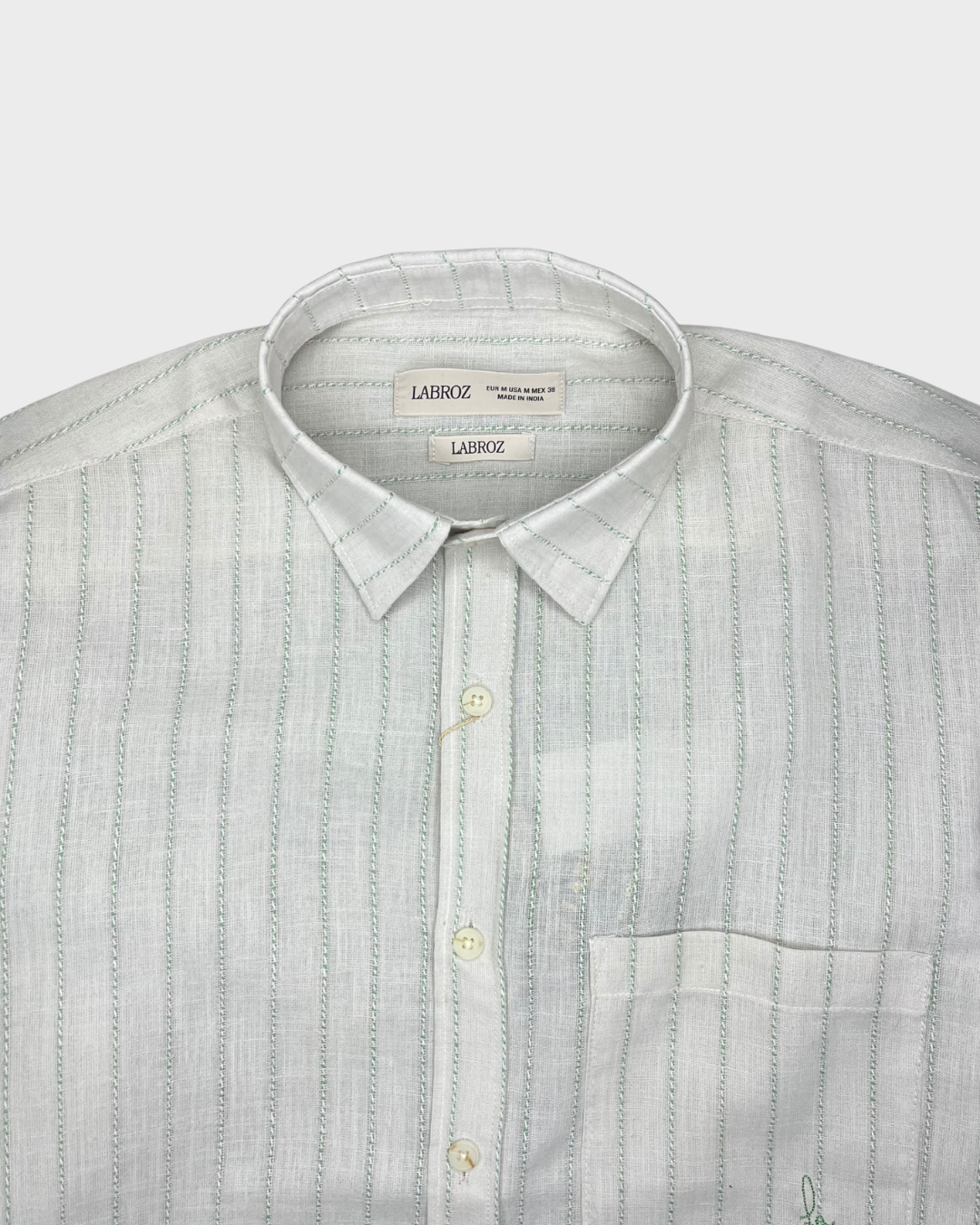 Men's Slim Fit Striped Off White Linen Shirt