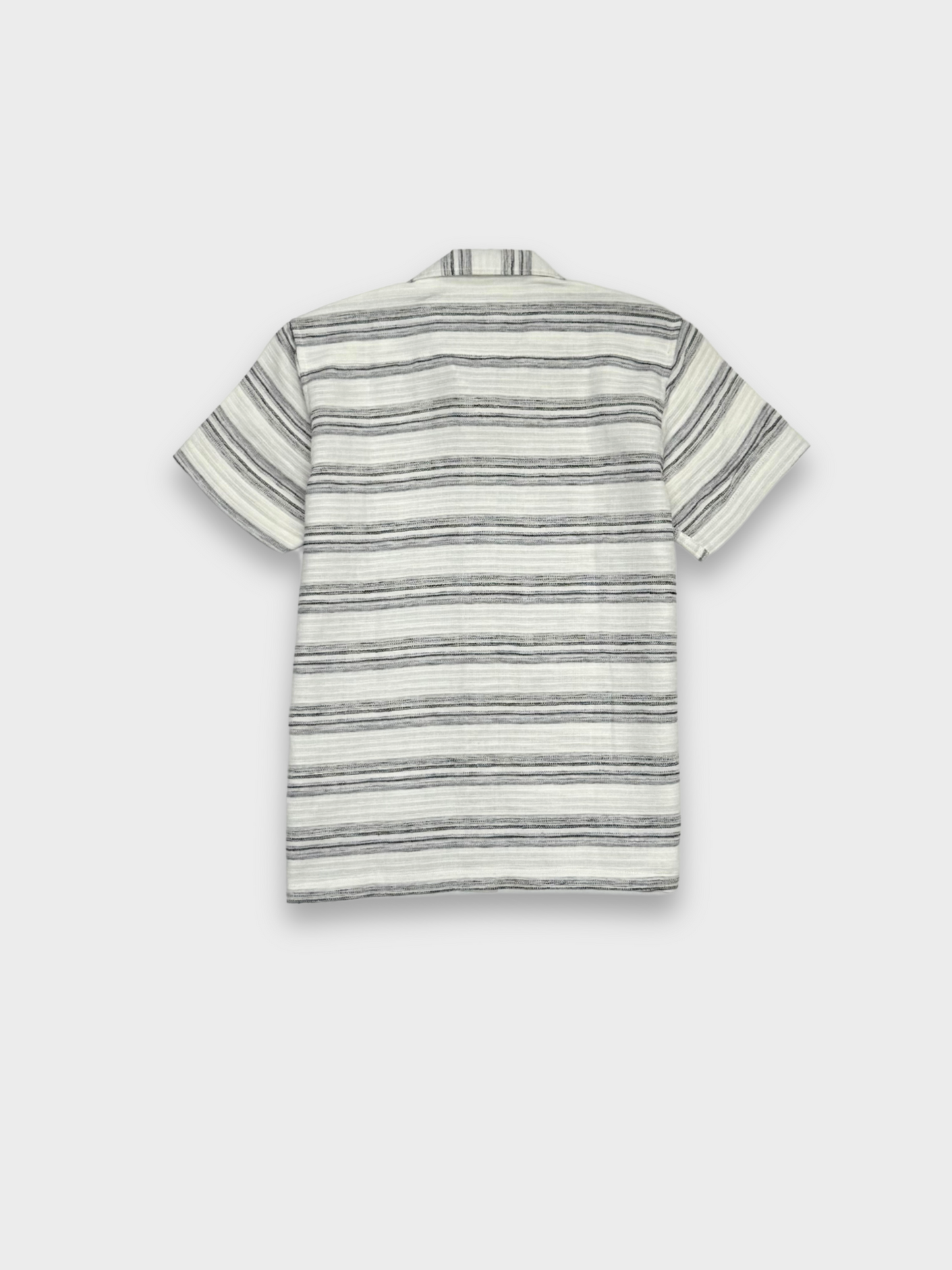 WHITE STRIPED TEXTURED HALF SLEEVES SHIRT