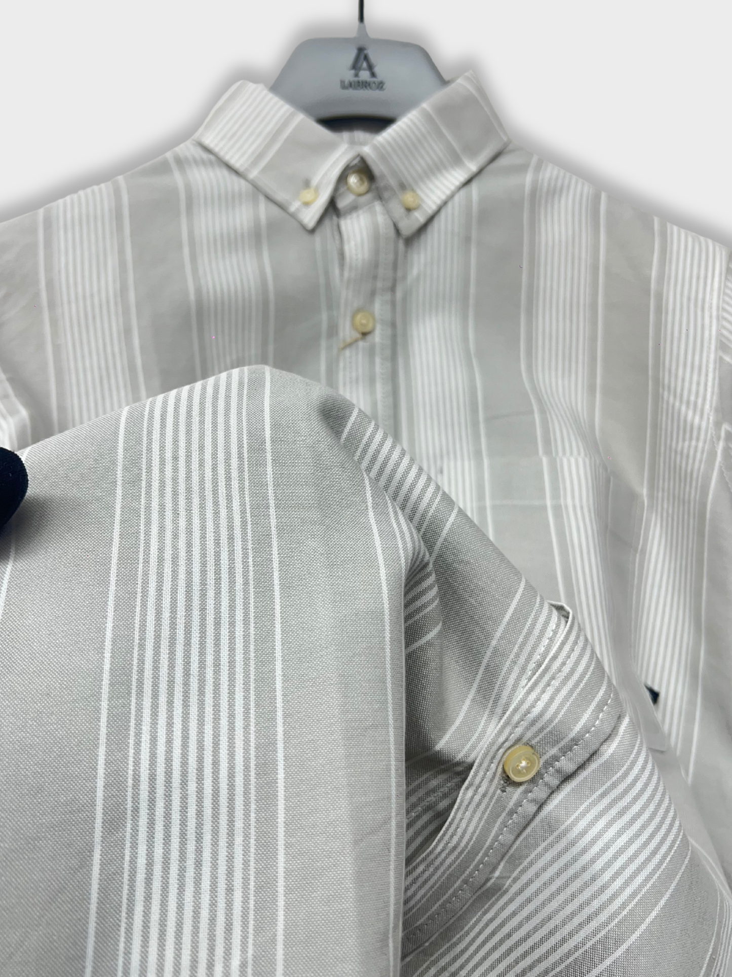 LIGHT GREY OXFORD STRIPES SLIM FIT SHIRT
