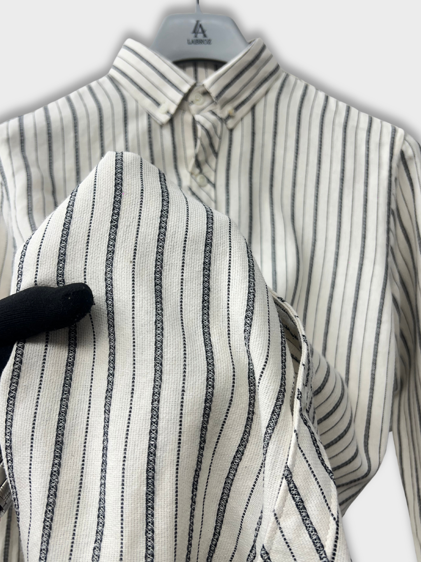 Men's White Linen Striped Slim Fit Shirt