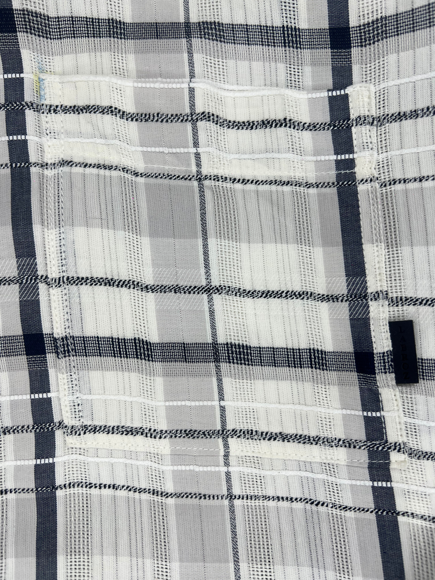 MEN'S SHANEEL EMBROIDERED NAVY BLUE CHECK SLIM FIT SHIRT