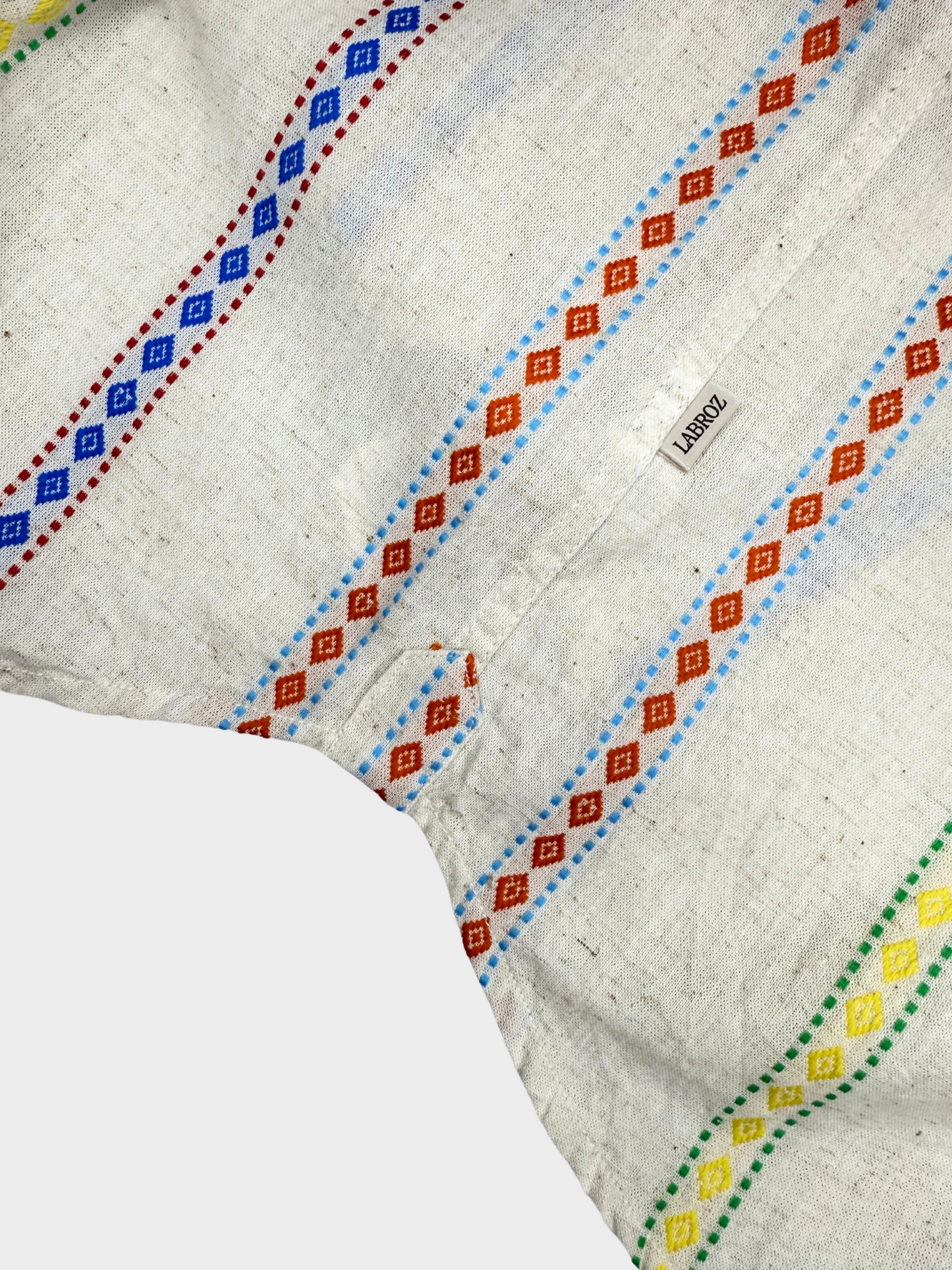 MANDARIN COLLAR WHITE SLIM FIT LINEN BLEND SHIRT