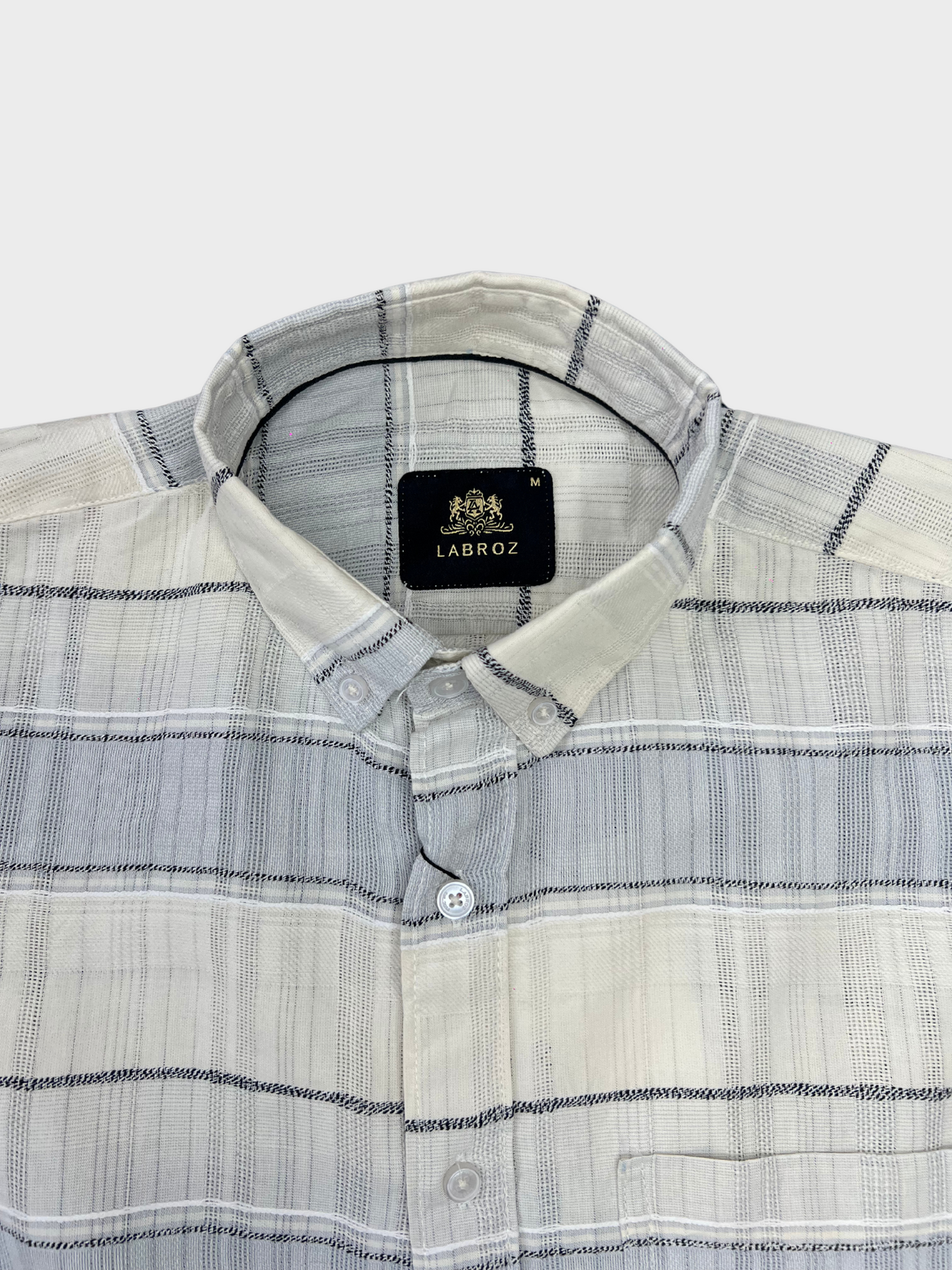 MEN'S SHANEEL EMBROIDERED LIGHT BLUE STRIPES SLIM FIT SHIRT