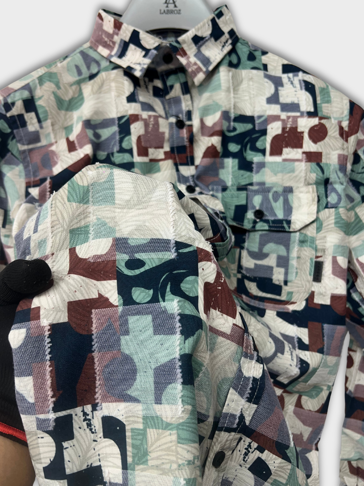 CUT WORK MULTICOLOR ABSTRACT SHIRT
