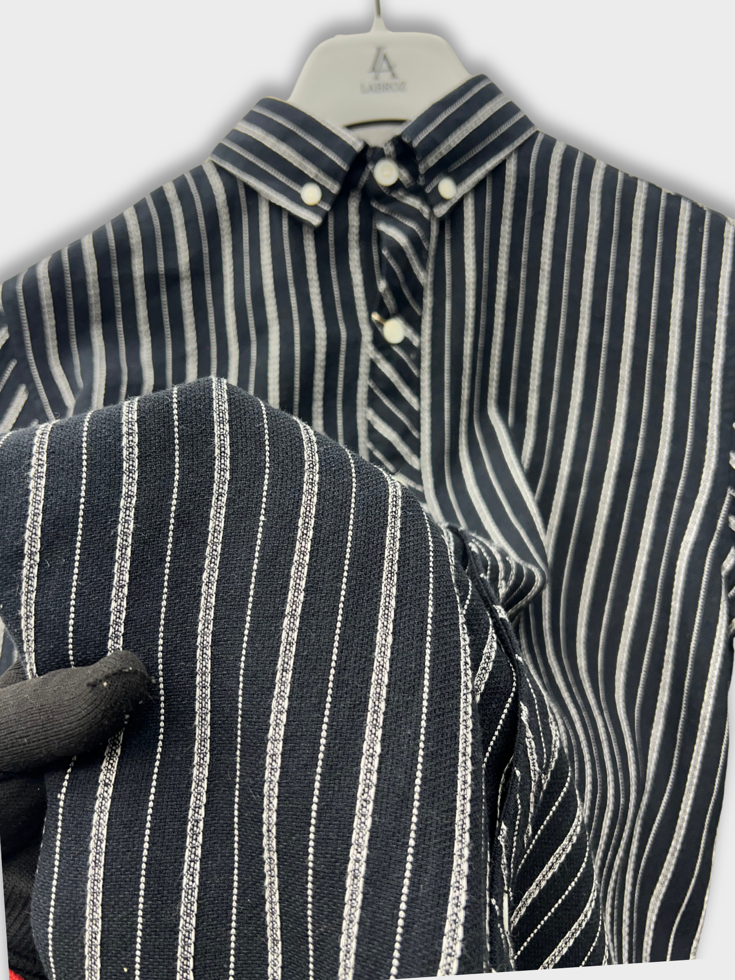 Men's Black Linen Striped Slim Fit Shirt