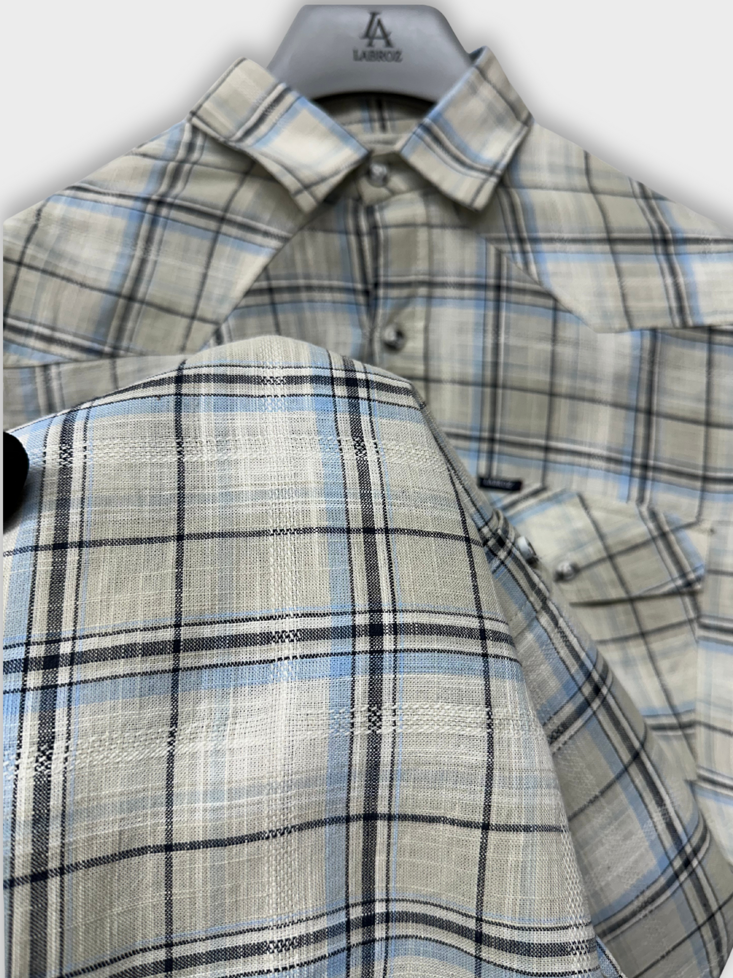 Men's Dobby Check Ecru Slim Fit Shirt