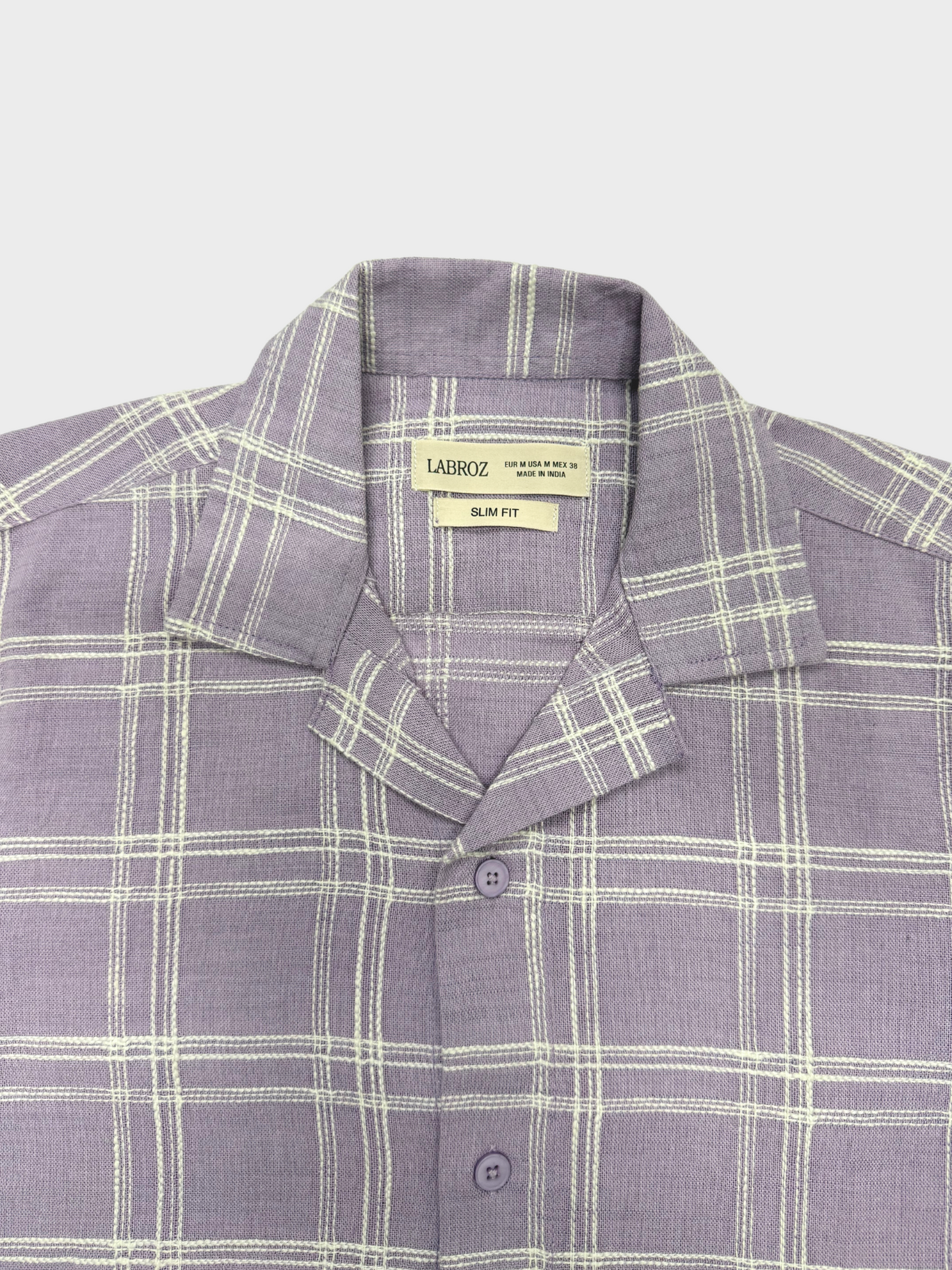 LAVENDER CHECKED TEXTURED HALF SLEEVES SHIRT