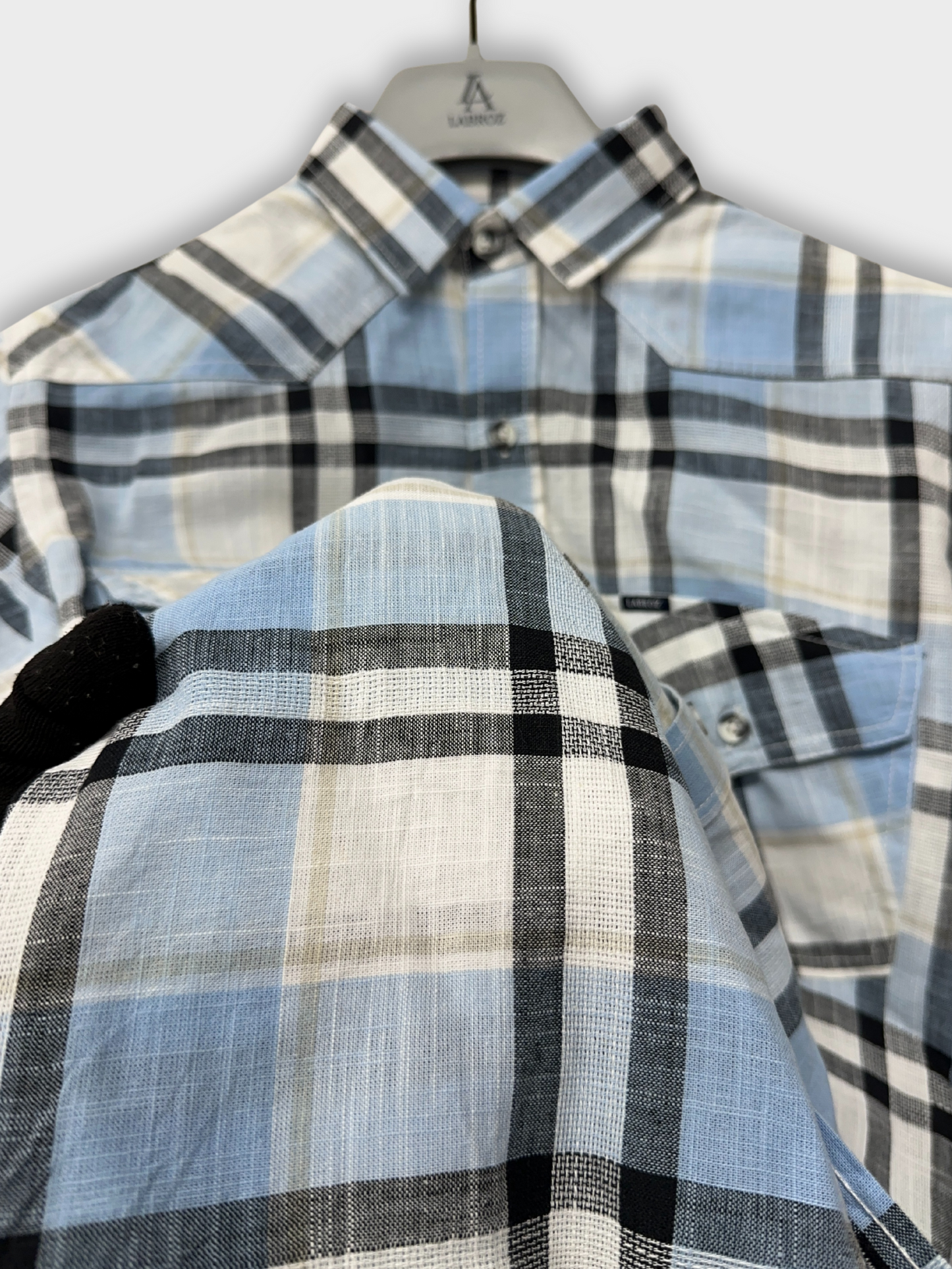Men's Blue Dobby Check Slim Fit Shirt