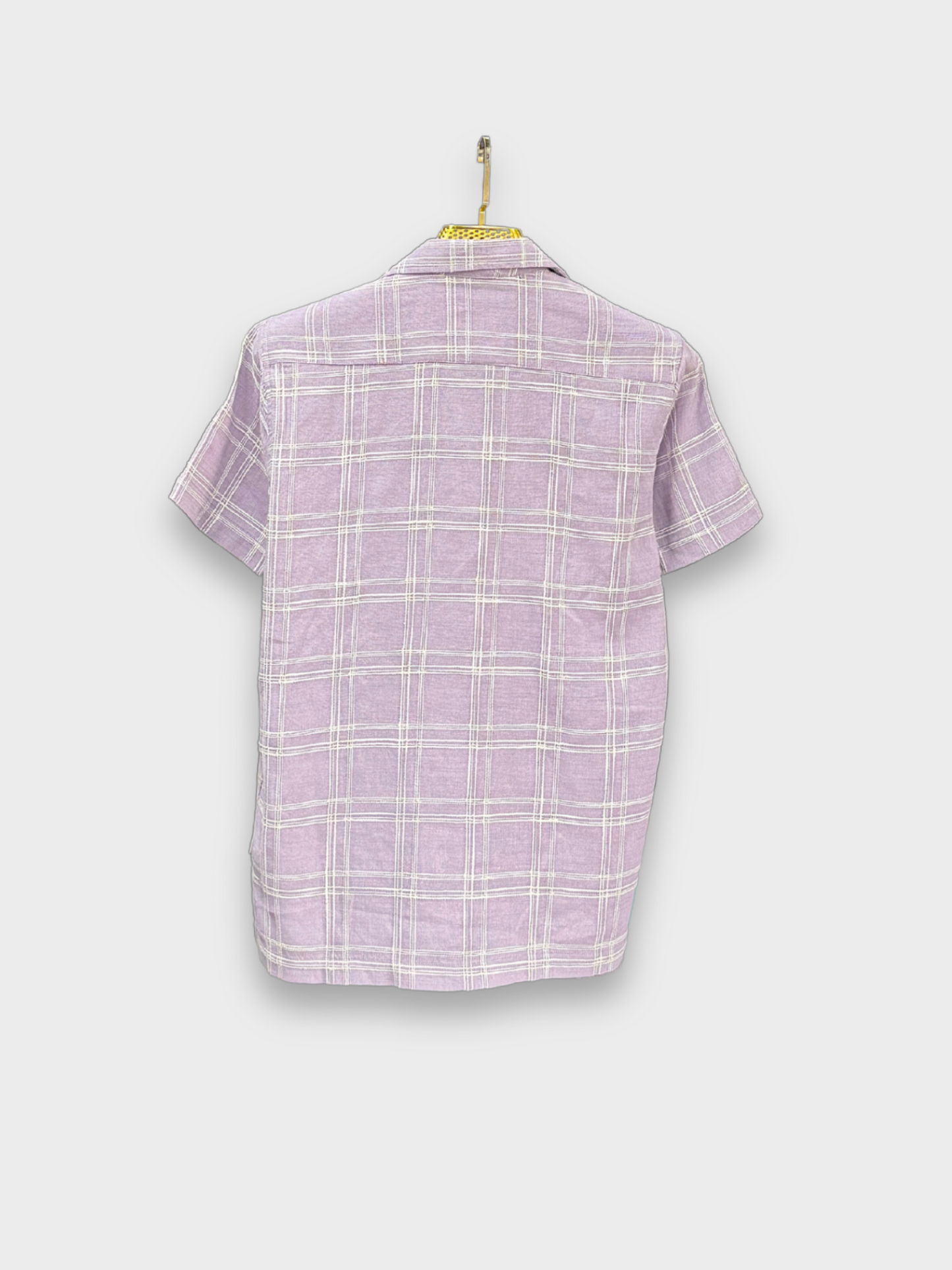 LAVENDER CHECKED TEXTURED HALF SLEEVES SHIRT