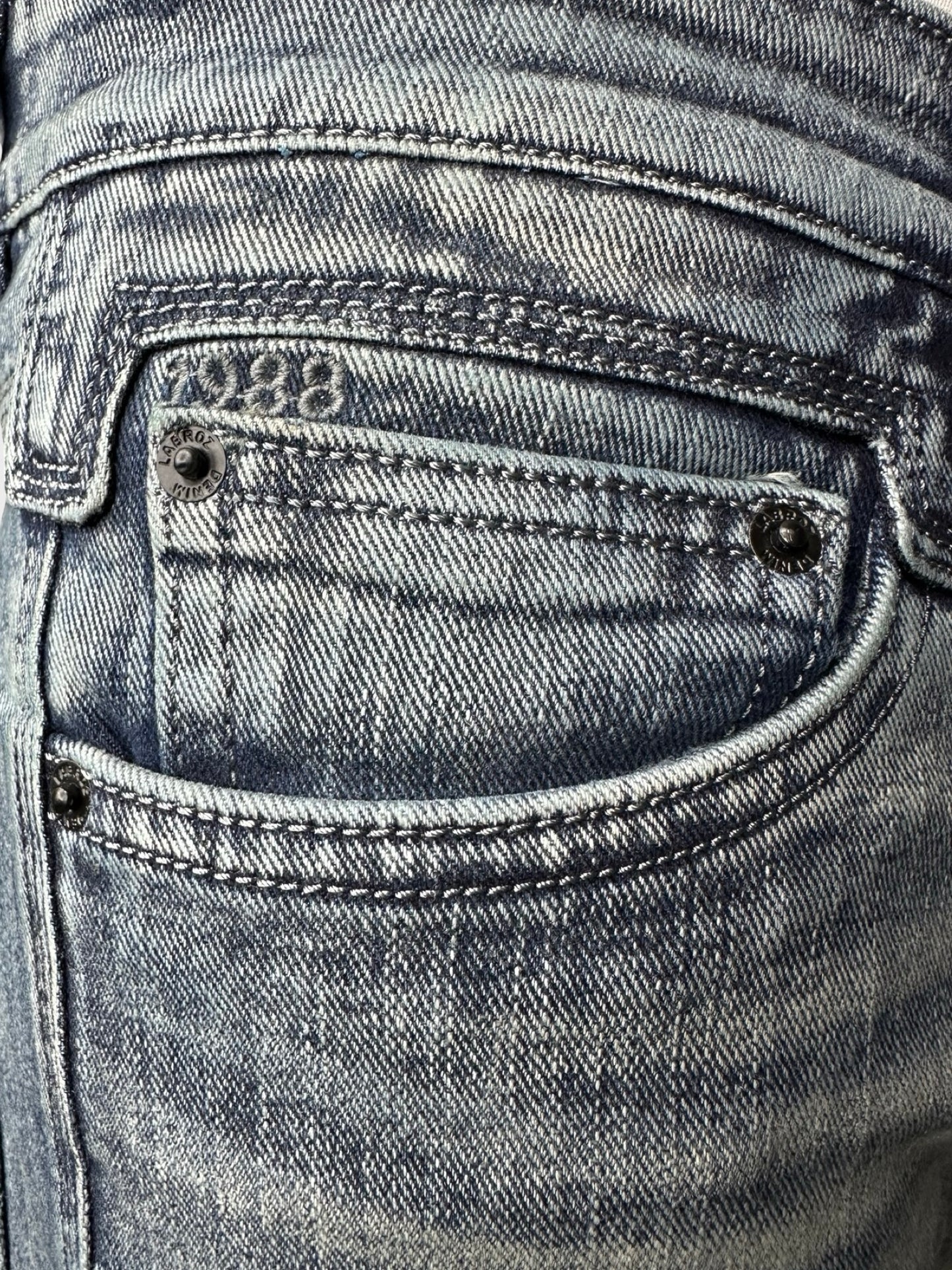 Men's Blue Faded Straight Fit Distressed Jeans