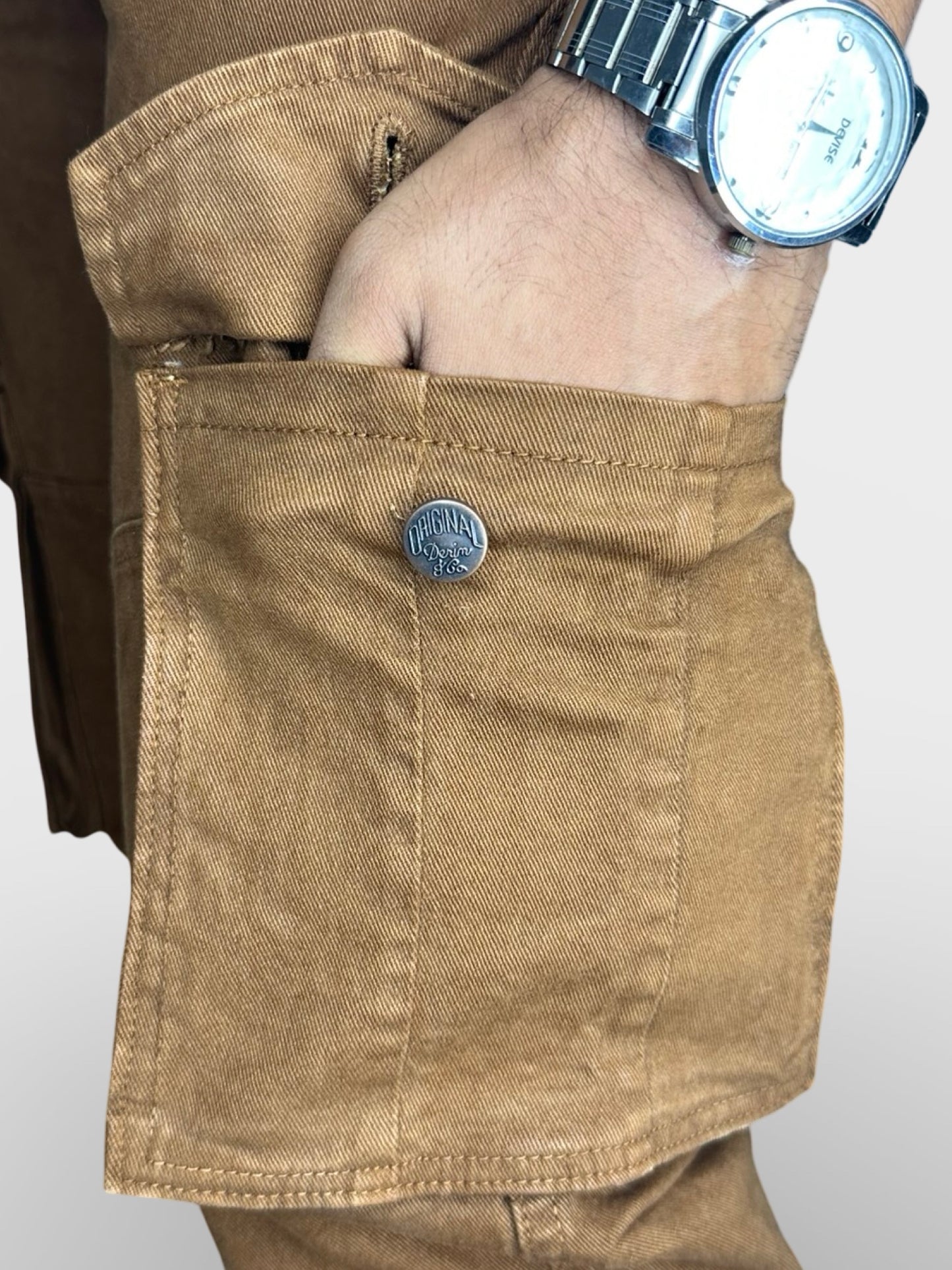 Men’s Brown 6-Pocket Comfort Fit Cargo