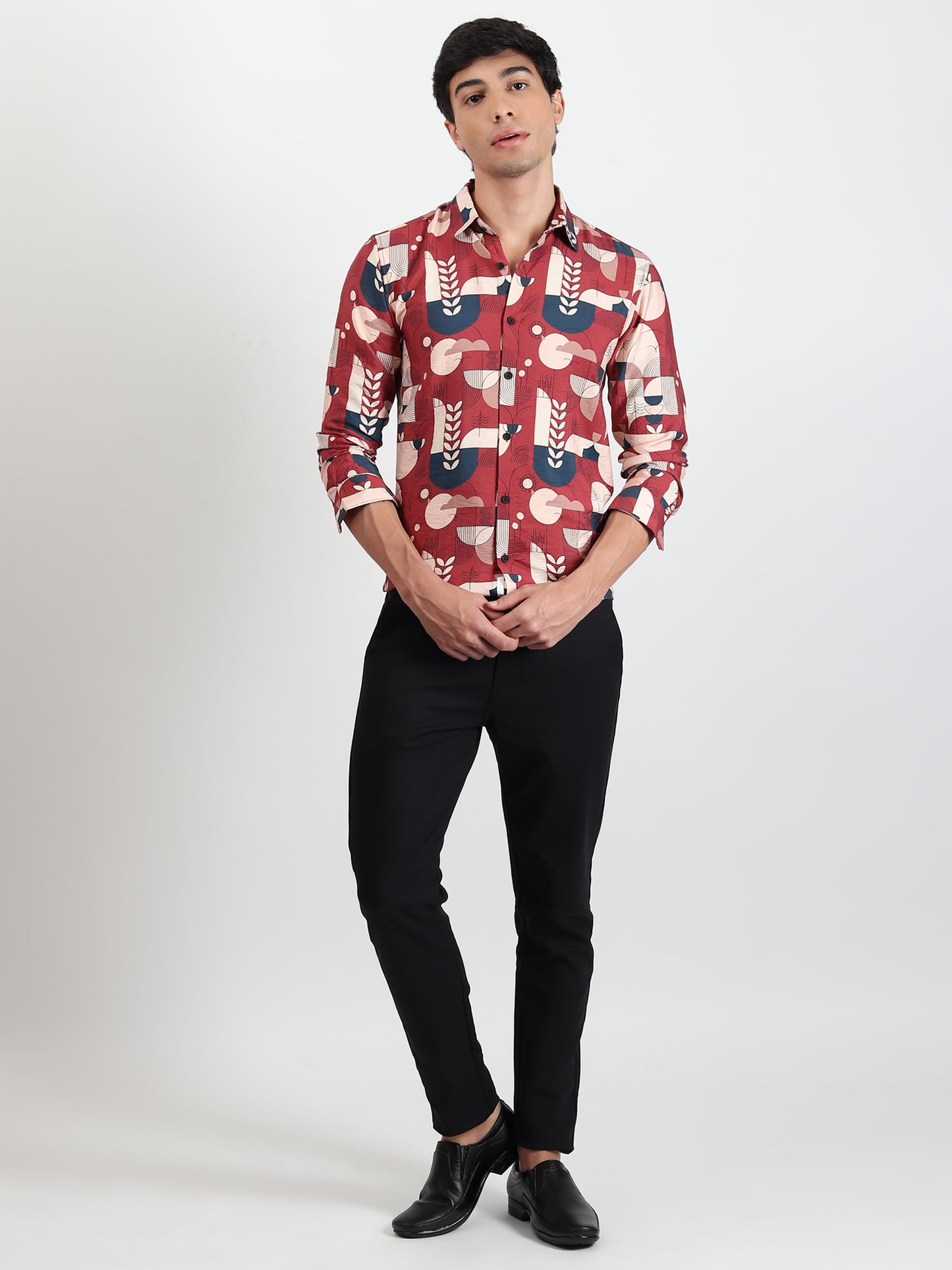 RED ABSTRACT SLIM FIT SHIRT