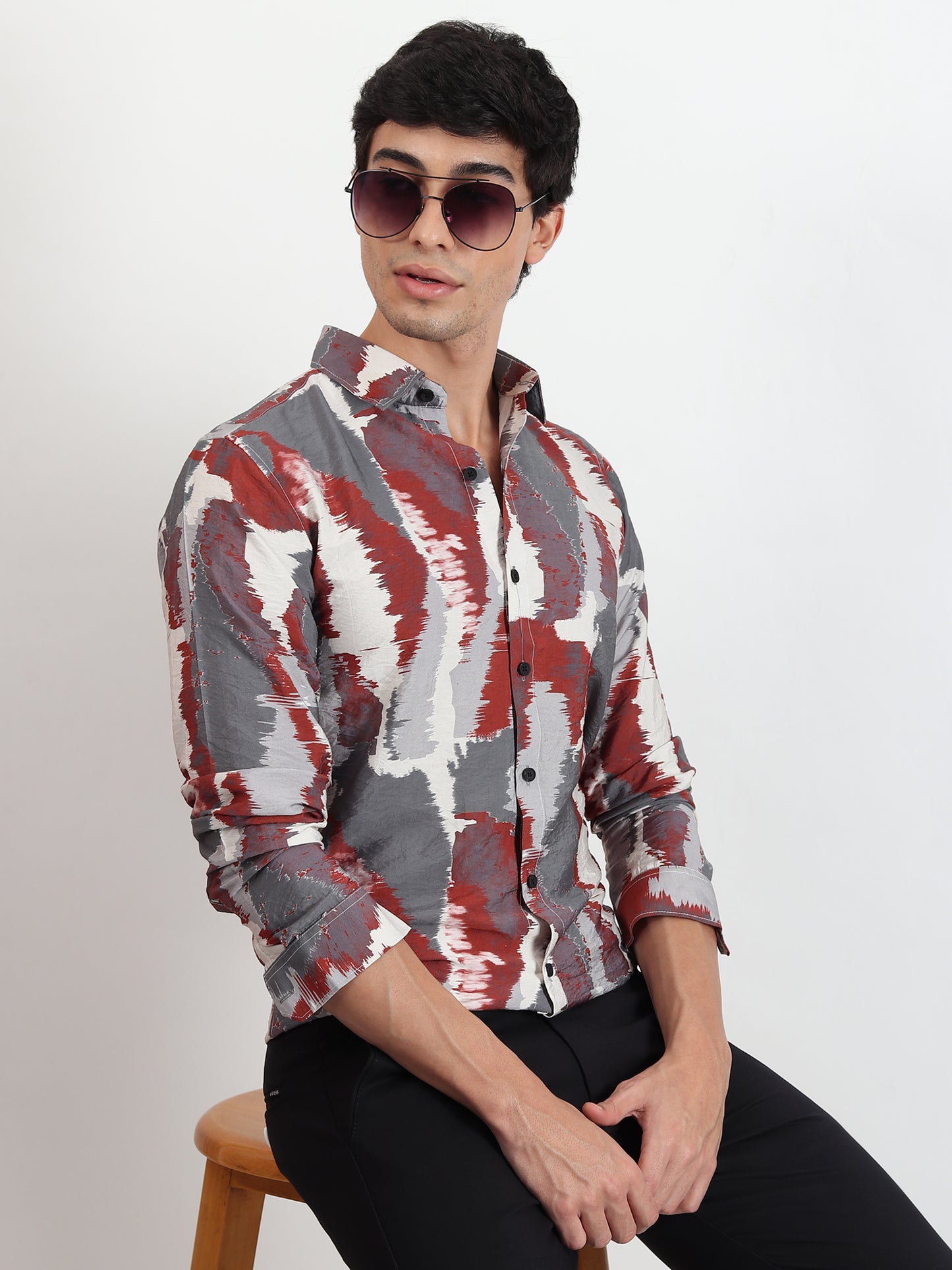 MULTI ABSTRACT SLIM FIT SHIRT