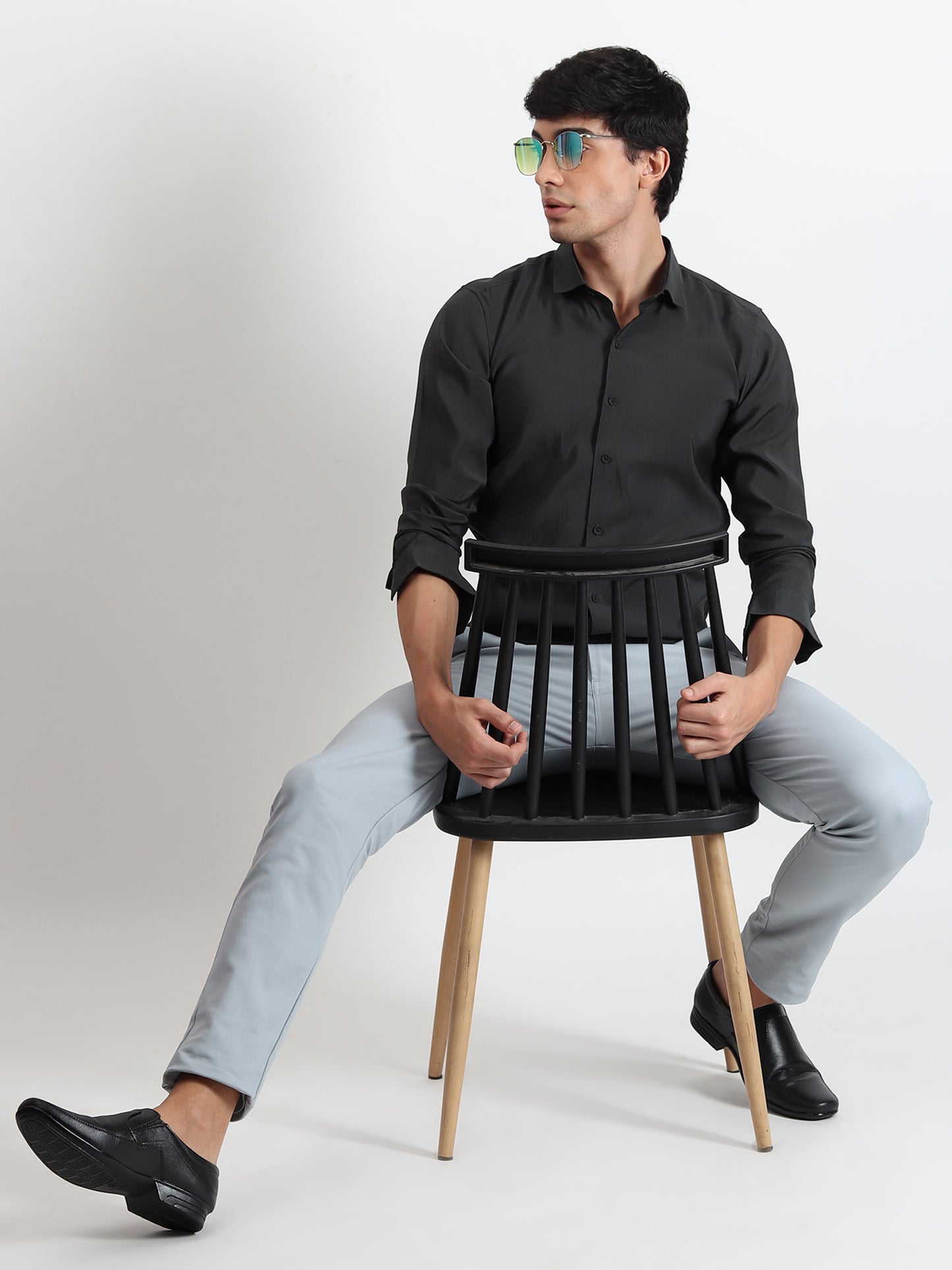 BOTTLE GREEN SOLID SLIM FIT SHIRT