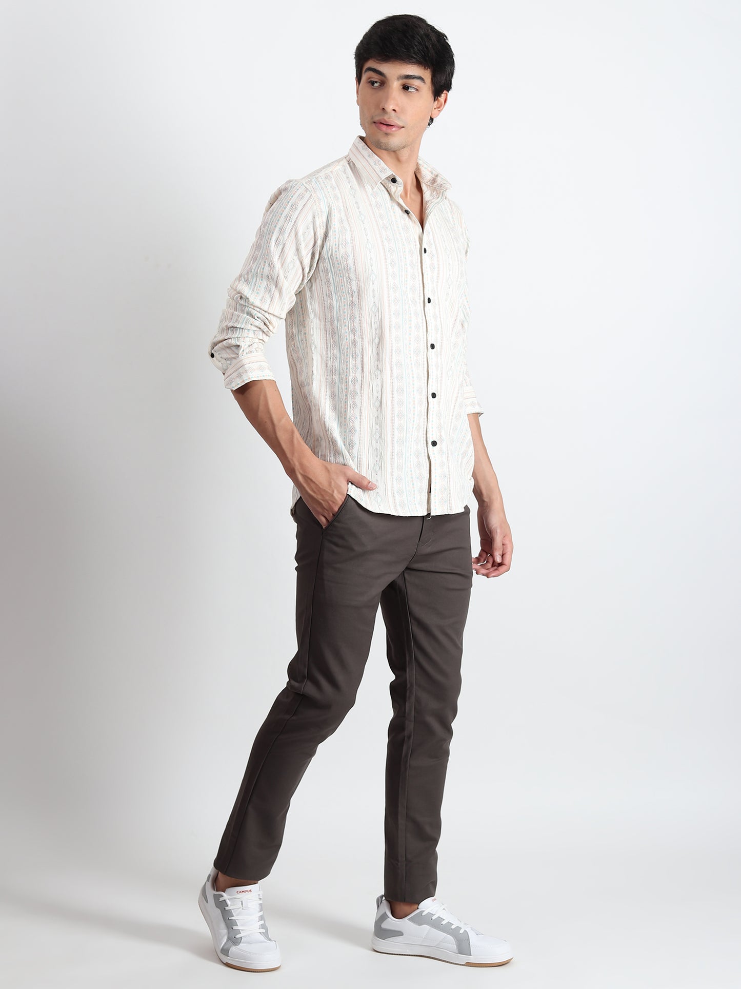MULTI PRINTED TEXTURED SLIM FIT SHIRT