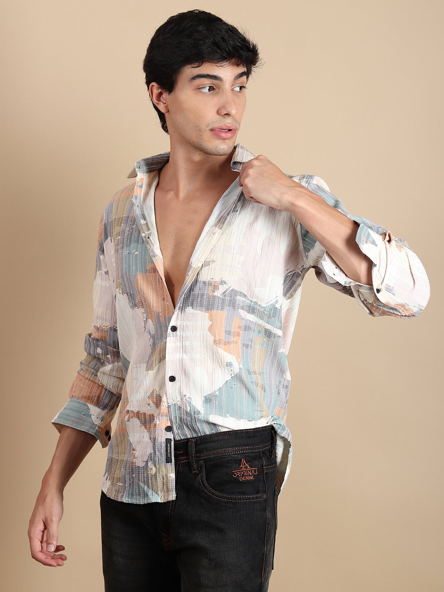 MULTI TEXTURED SLIM FIT SHIRT