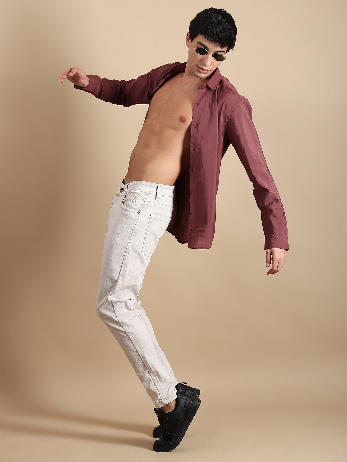 MAROON SOLID SLIM FIT SHIRT